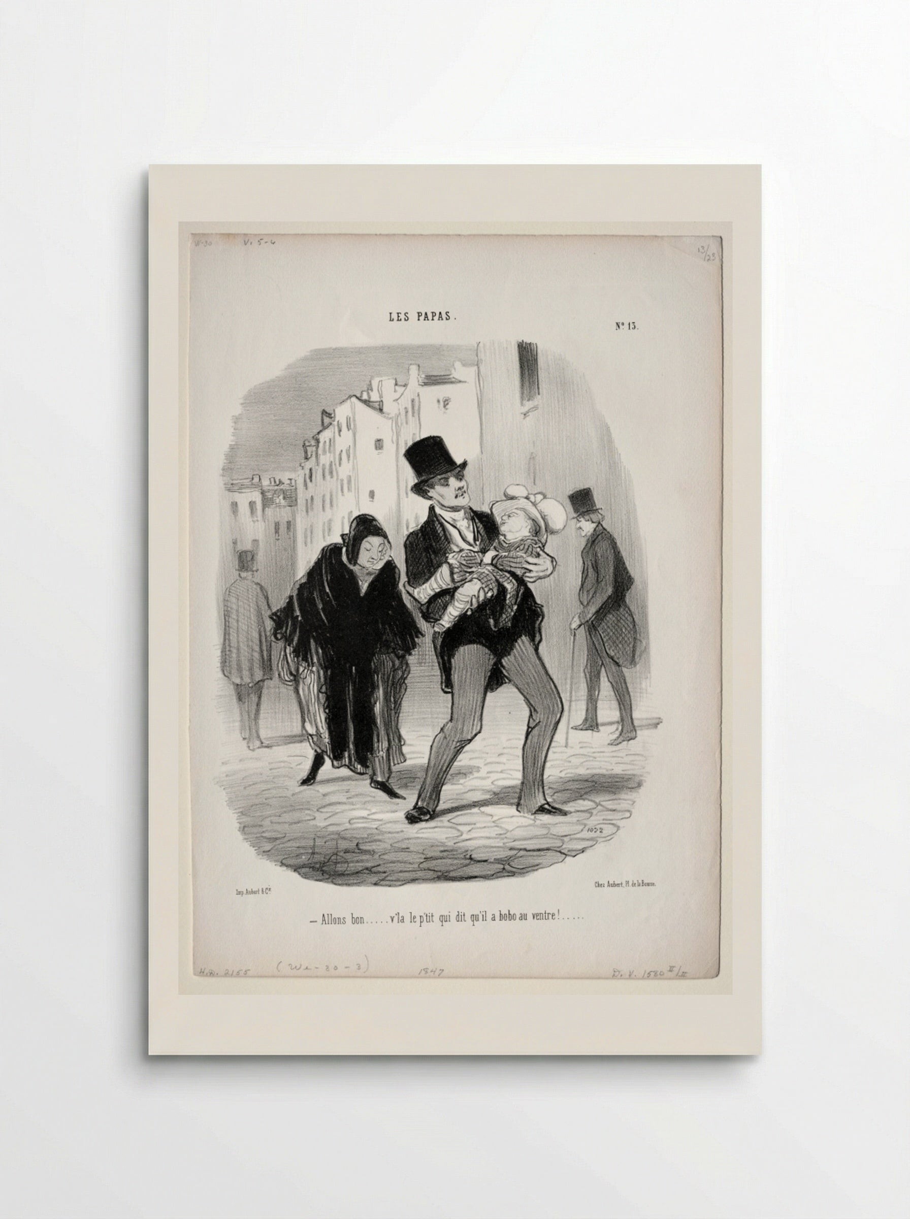 Allons bon... v'la le p'tit qui dit qu'il a bobo au ventre! - Honoré Daumier - Poster