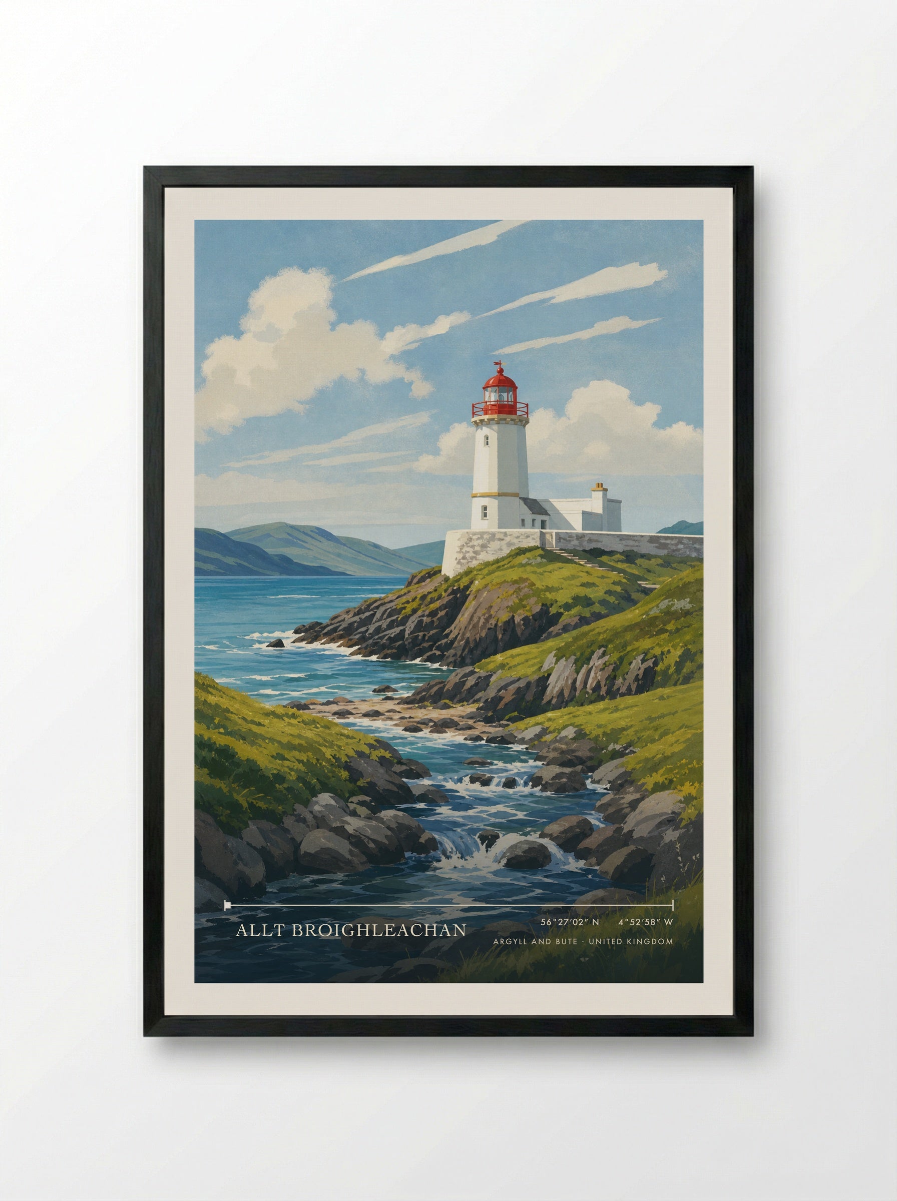 Allt Broighleachan Argyll and Bute United Kingdom Travel Poster - Framed Print Black
