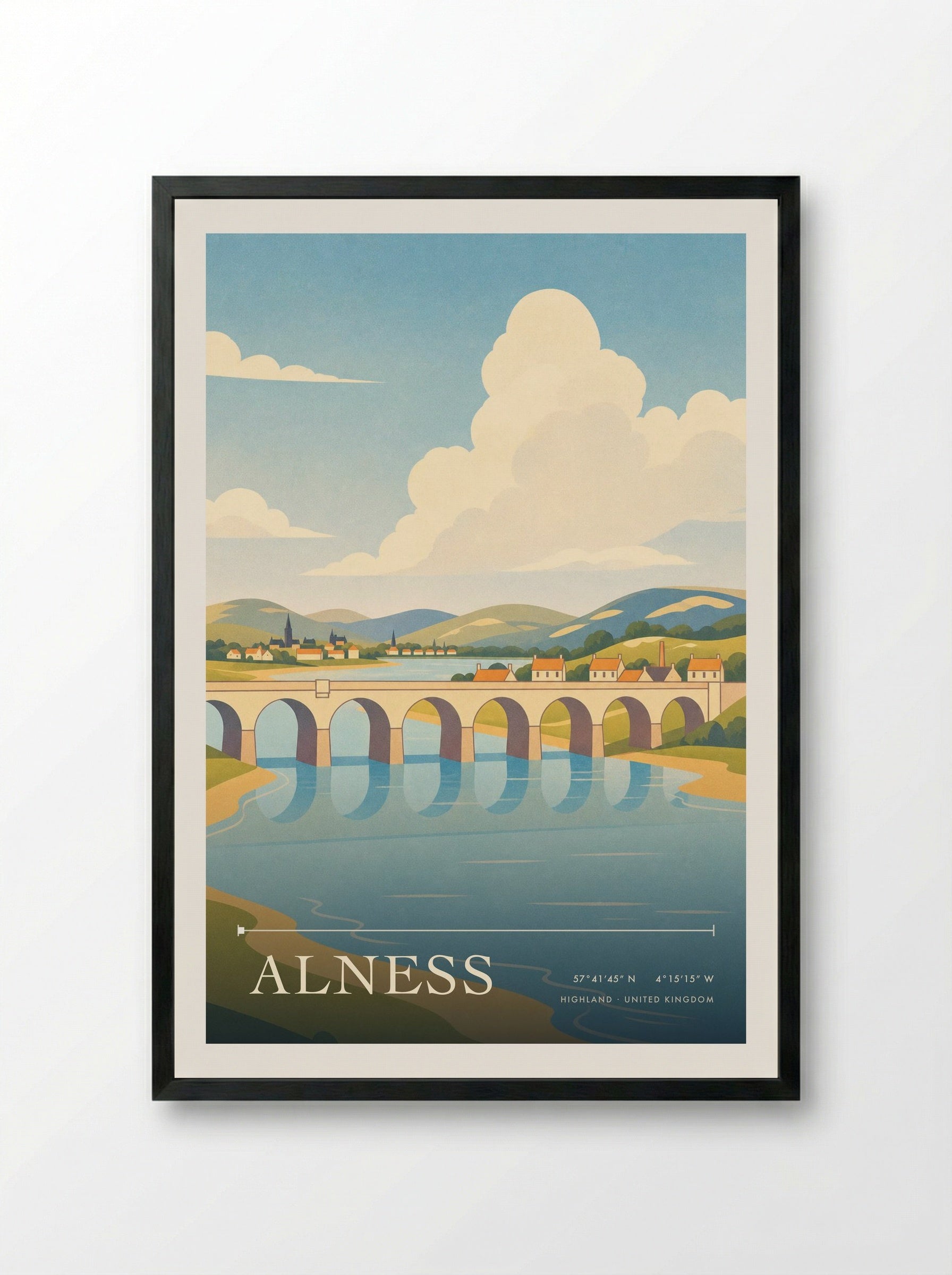 Alness Highland United Kingdom Travel Poster - Framed Print Black