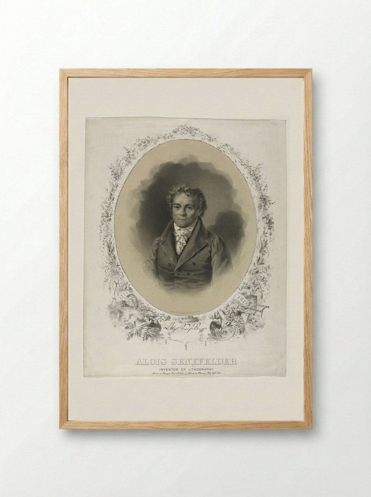 Alois Senefelder - Joseph F. Knapp - Framed Print Wood