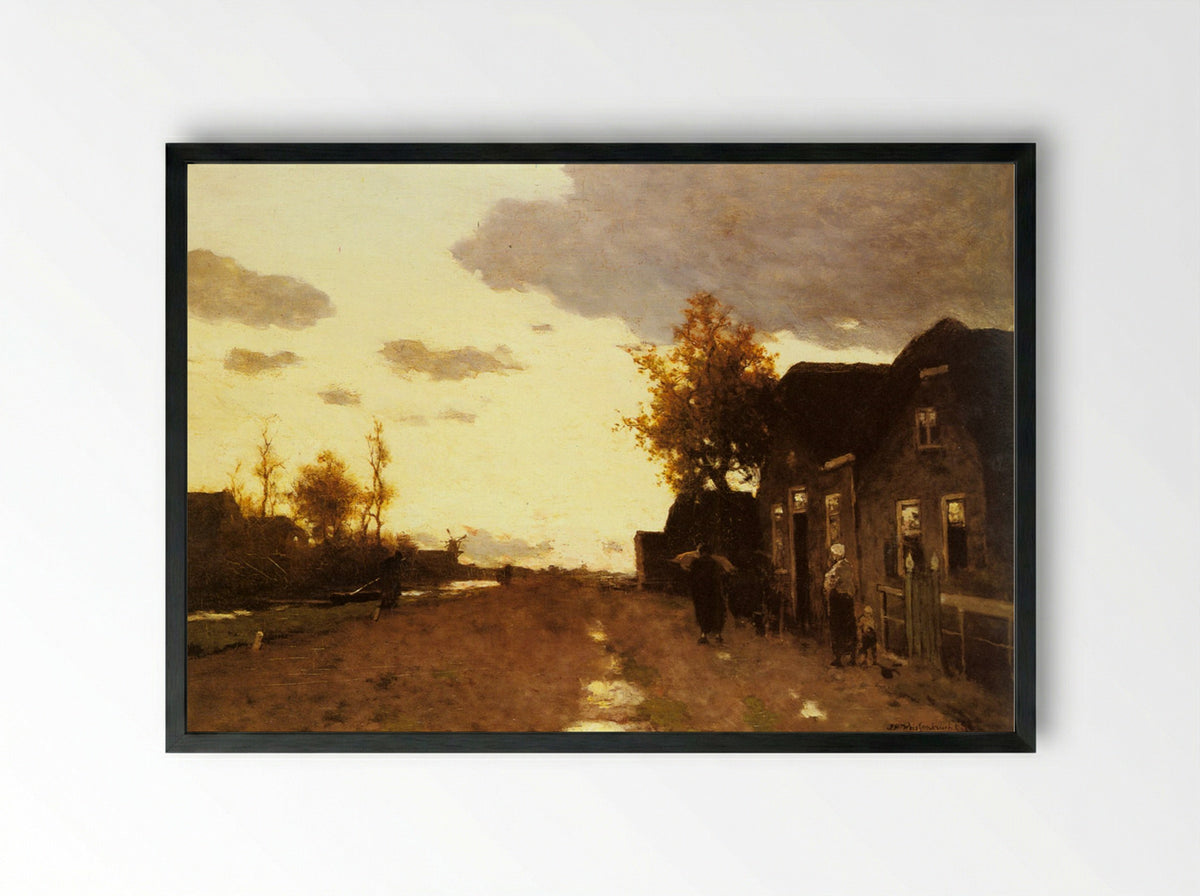 Along the Canal - Johan Hendrik Weissenbruch - Framed Print Black