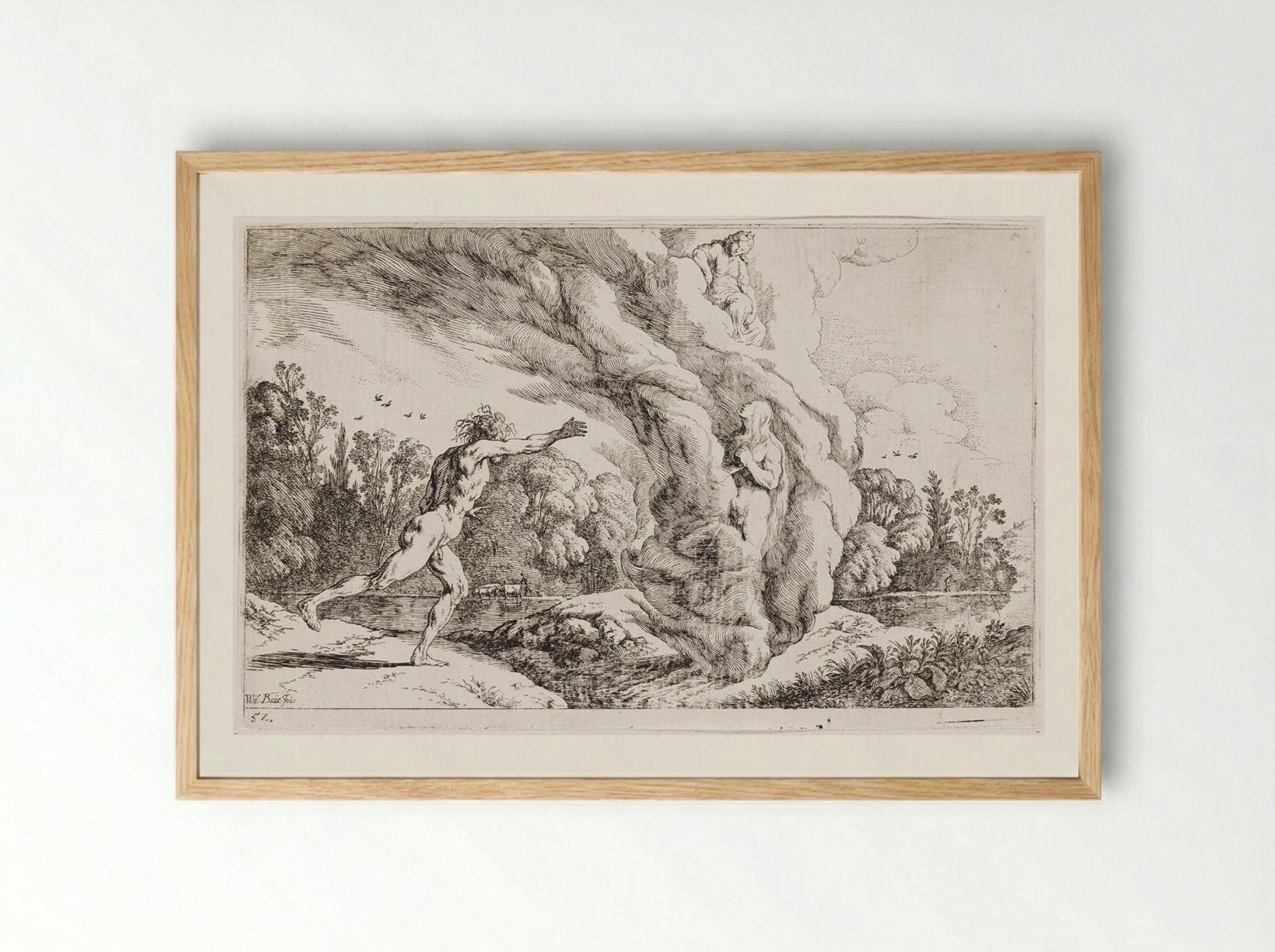 Alpheus Pursues Arethusa - Johann Wilhelm Baur - Framed Print Wood