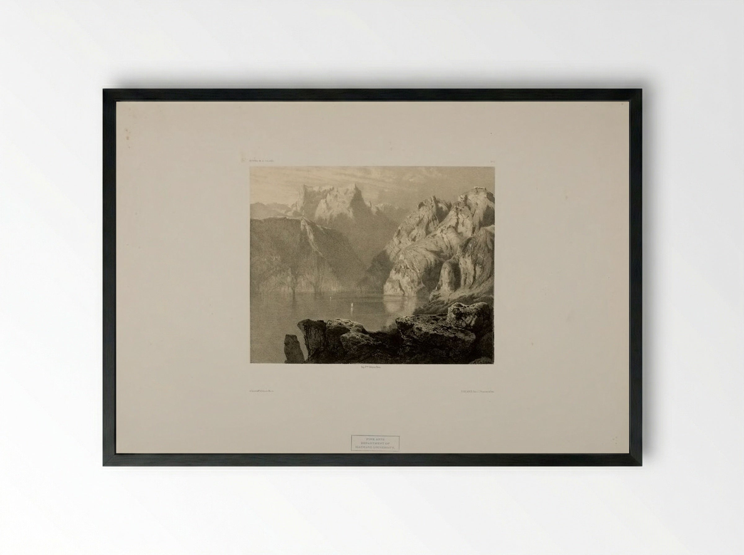 Alpine Lake Scene - Alexandre Calame - Framed Print Black