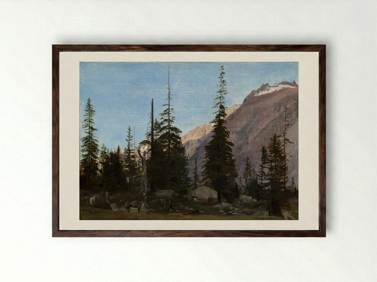 Alpine Landscape: The Handegg, Switzerland - Jean-Léon Gérôme - Framed Print Dark Wood