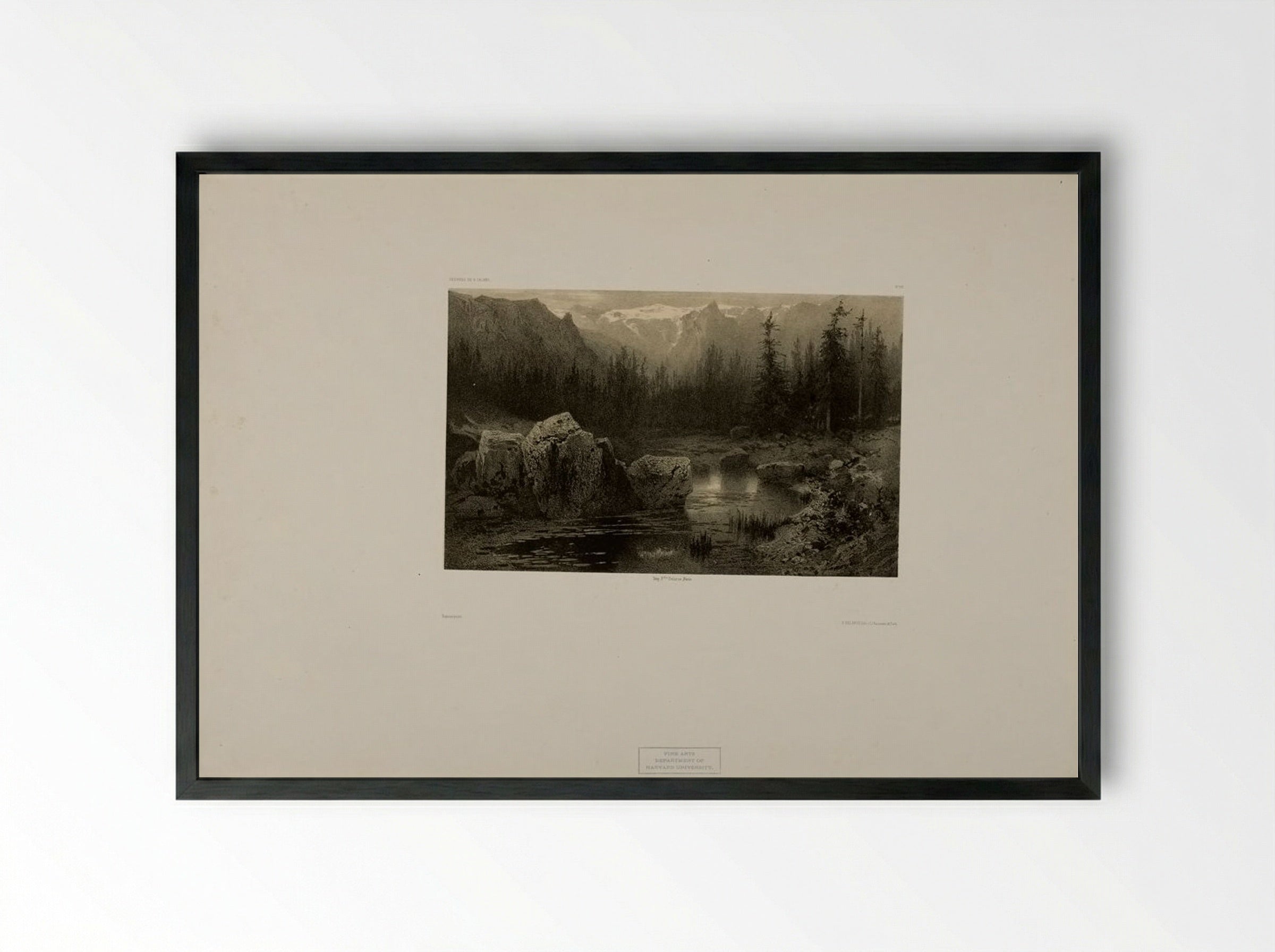 Alpine Mountain Scene - Alexandre Calame - Framed Print Black