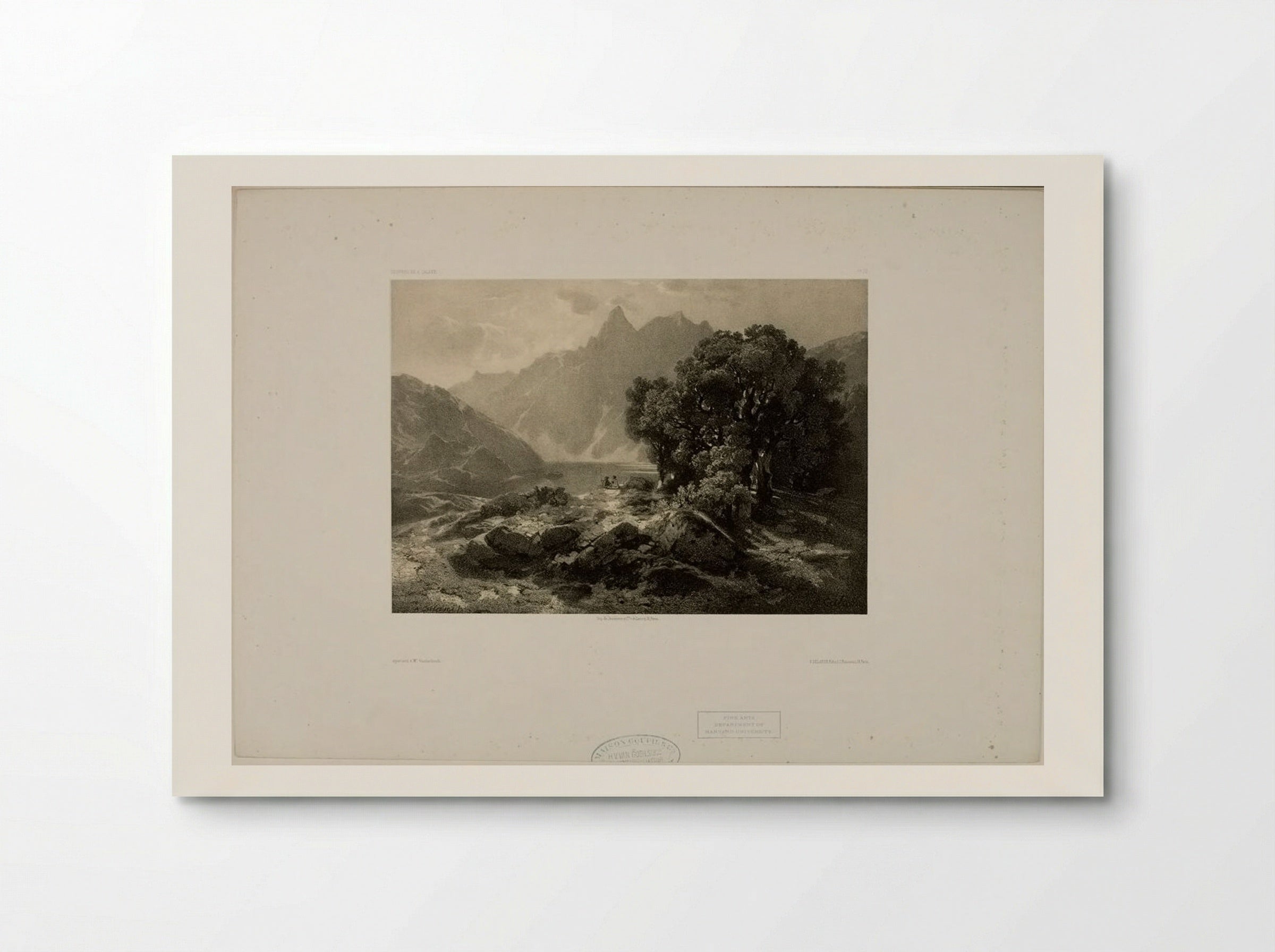 Alpine Scene with Lake and Figures - Alexandre Calame - Poster