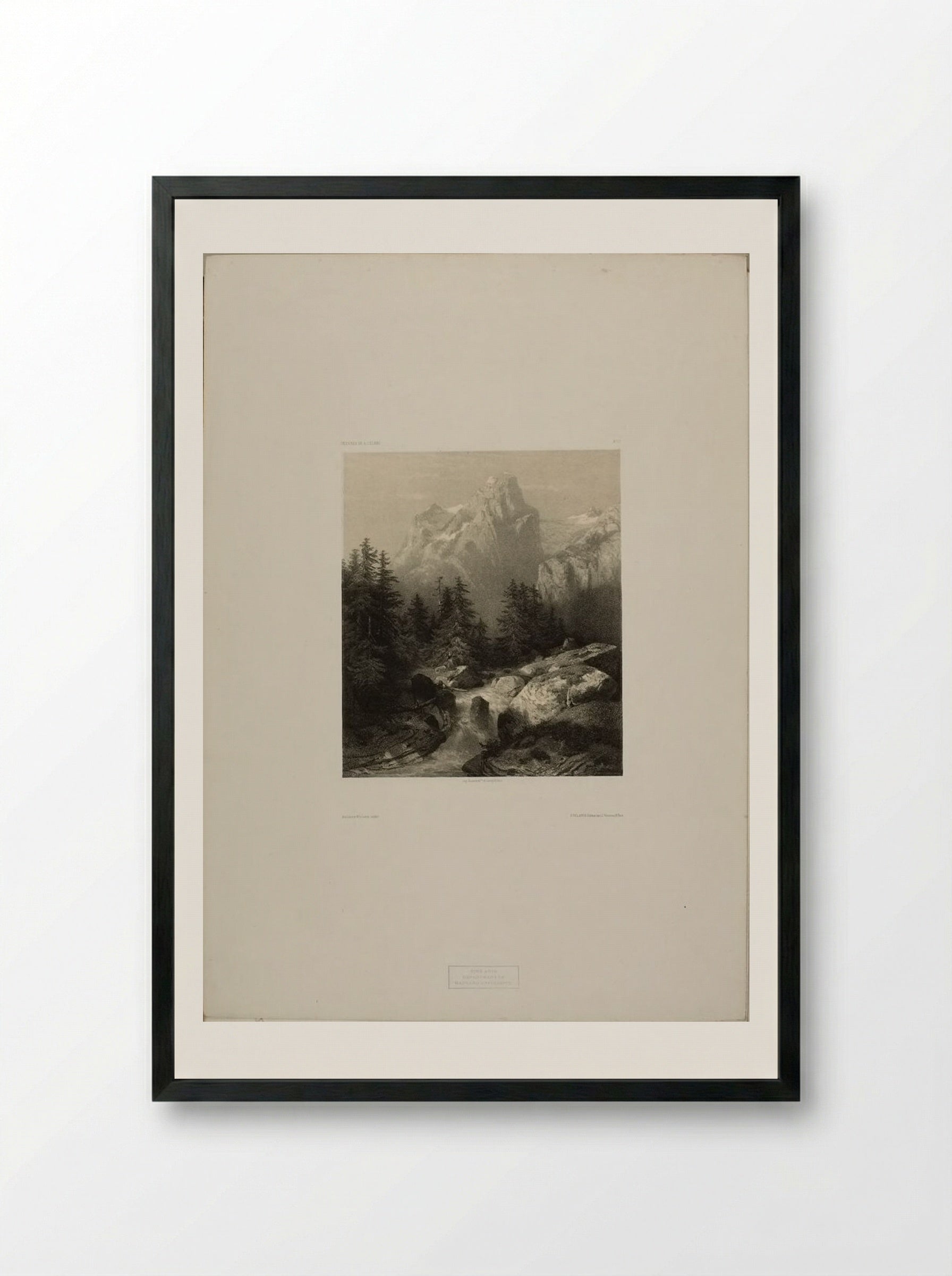 Alpine Scene with Stream - Alexandre Calame - Framed Print Black