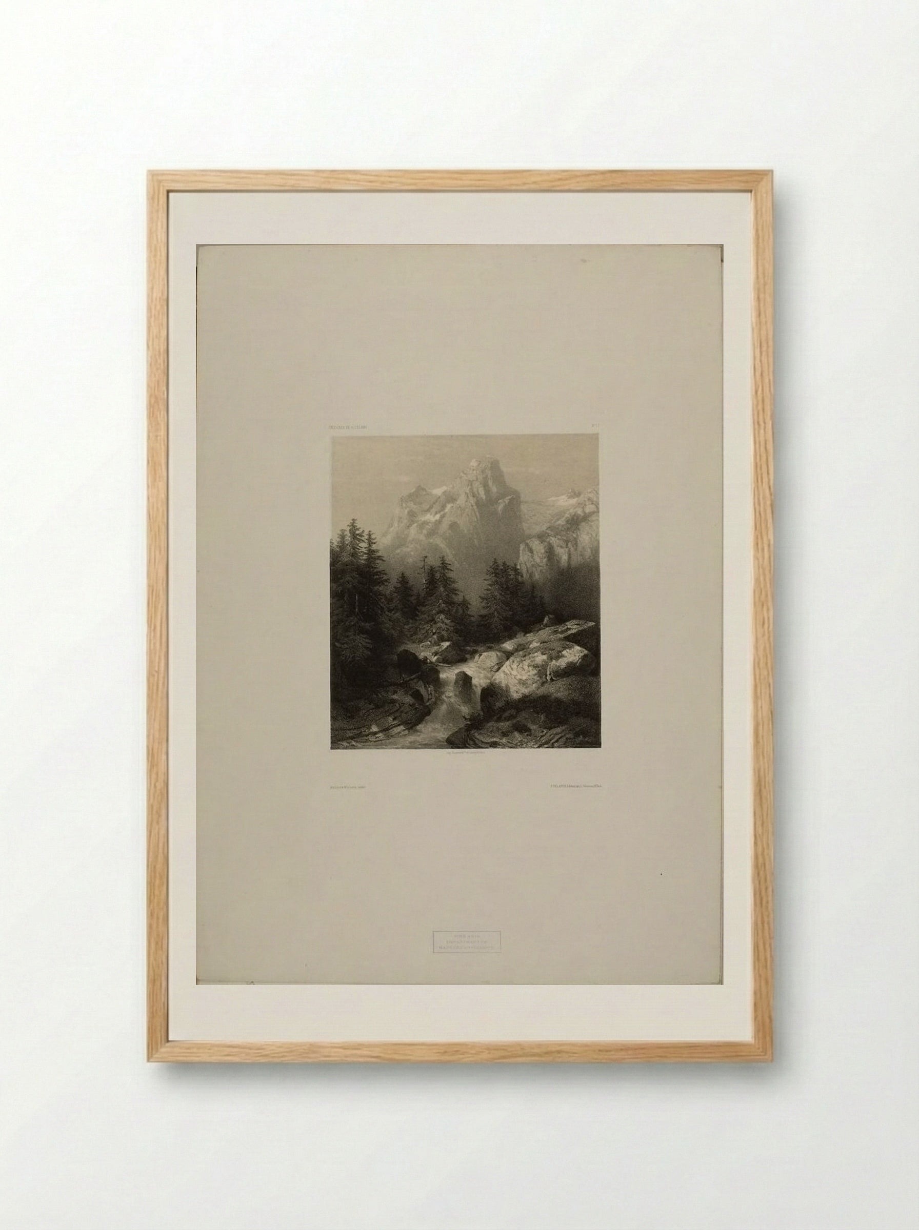 Alpine Scene with Stream - Alexandre Calame - Framed Print Wood