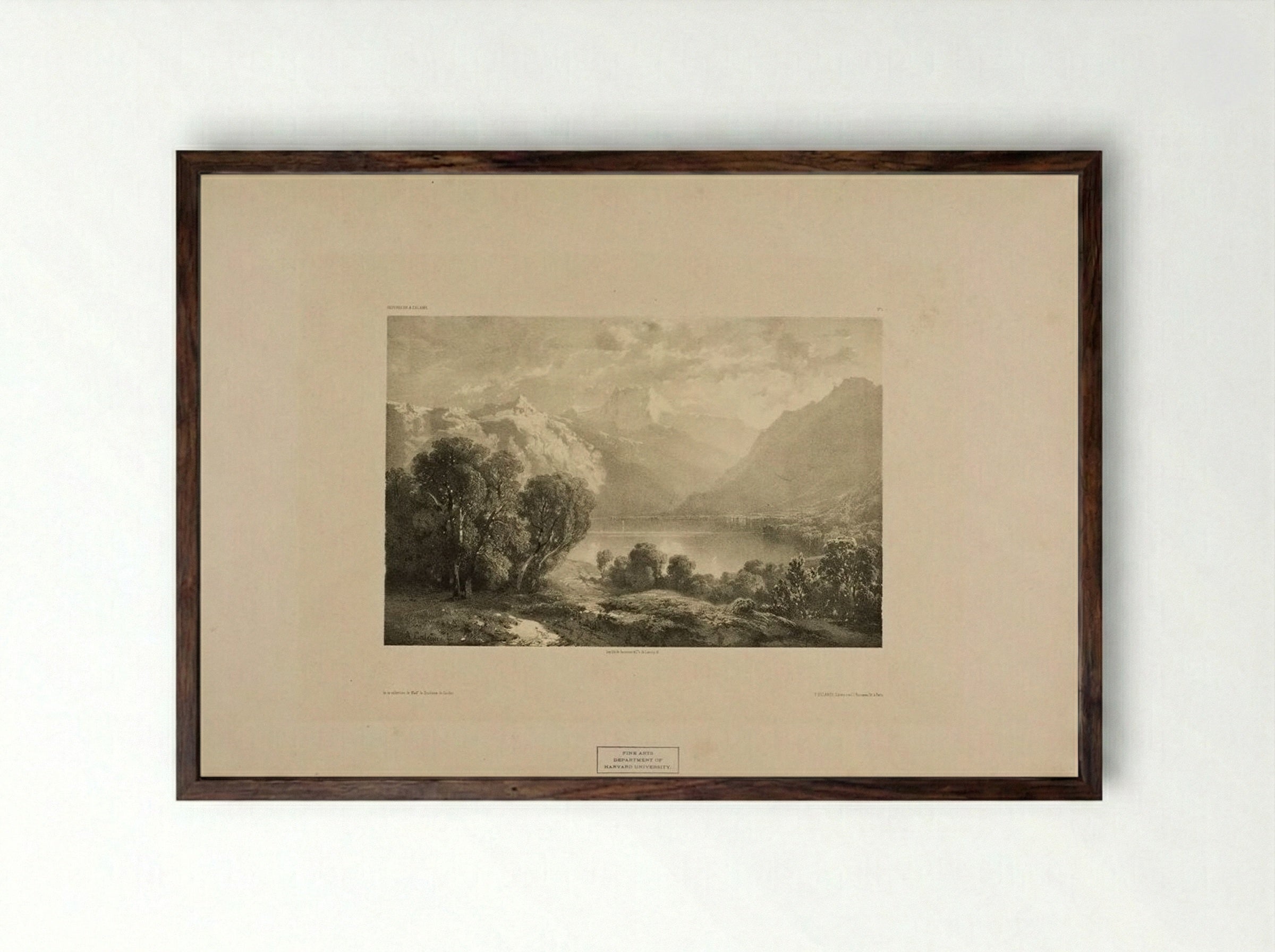 Alpine View - Alexandre Calame - Framed Print Dark Wood