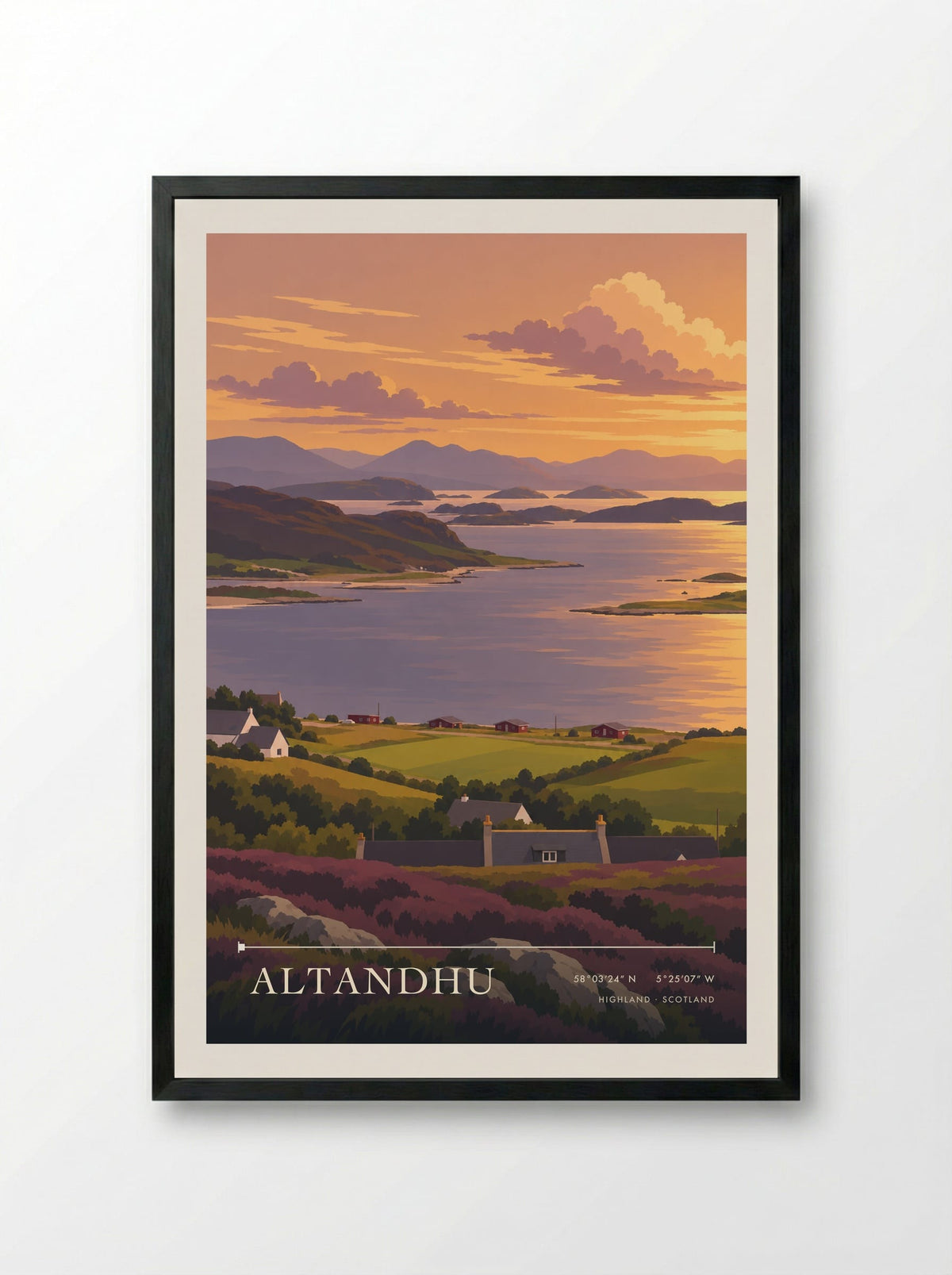 Altandhu, Highland | Travel Poster - Framed Print Black