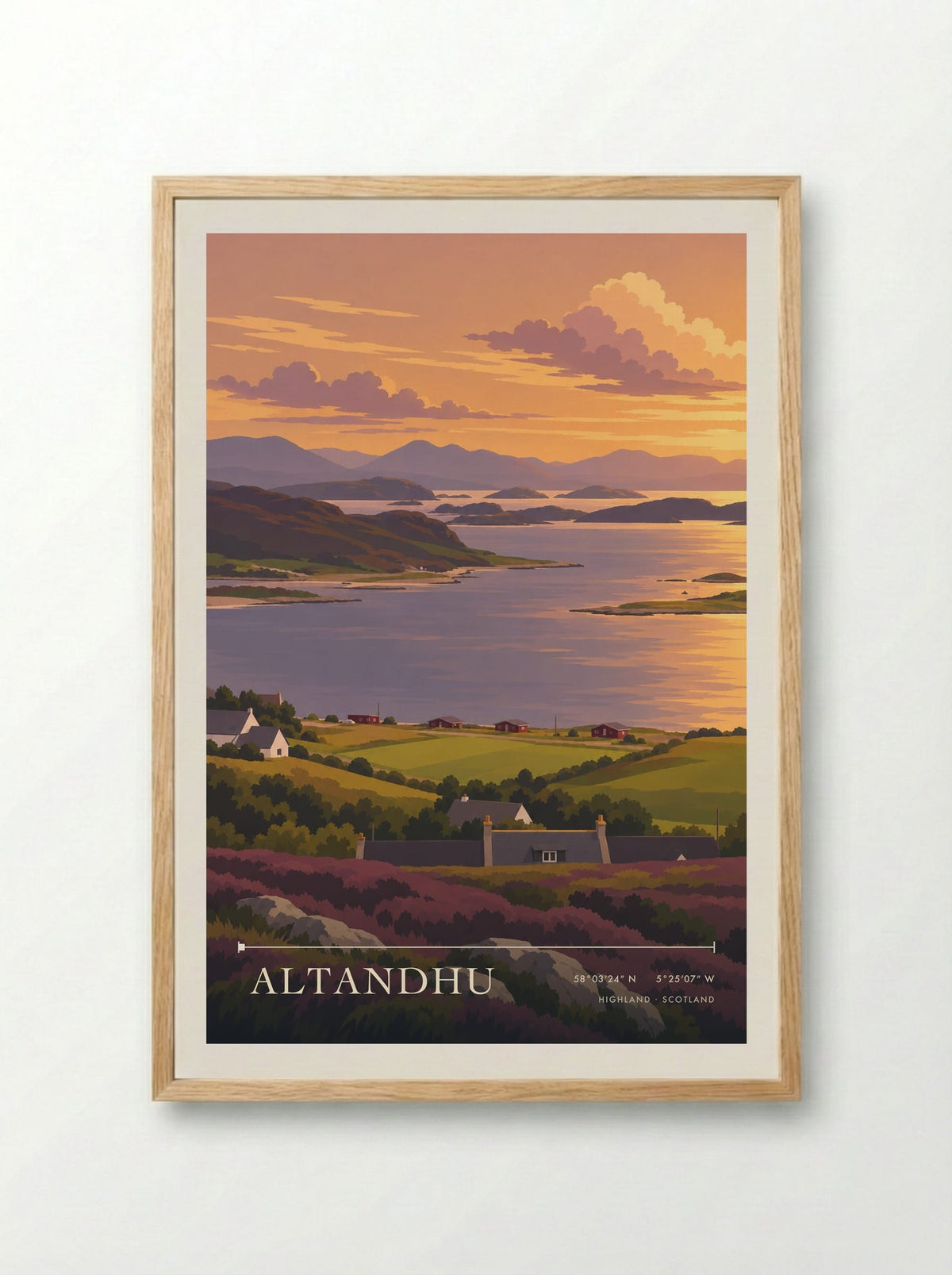Altandhu, Highland | Travel Poster - Framed Print Wood