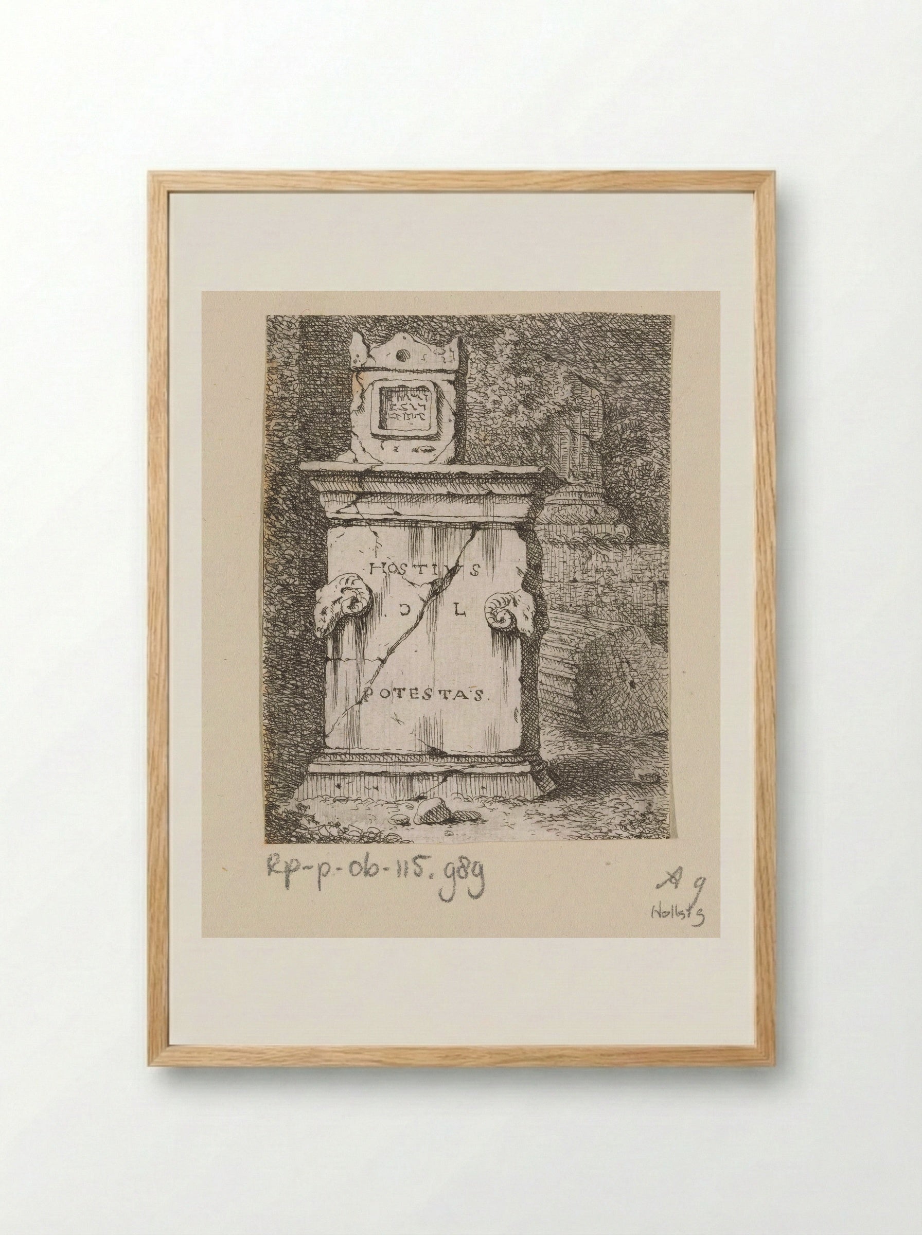 Altar with Two Rams' Heads - Johann Franz Ermels - Framed Print Wood