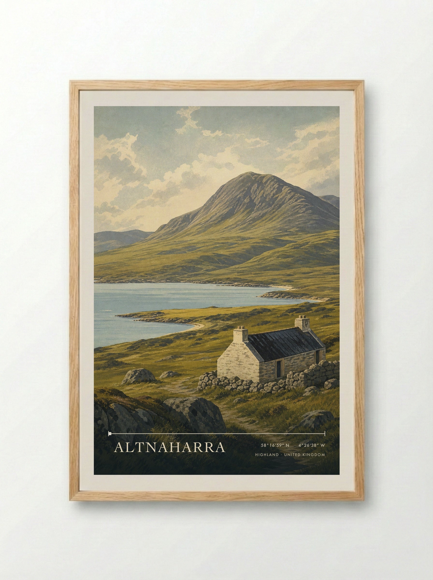 Altnaharra Highland United Kingdom Travel Poster - Framed Print Wood