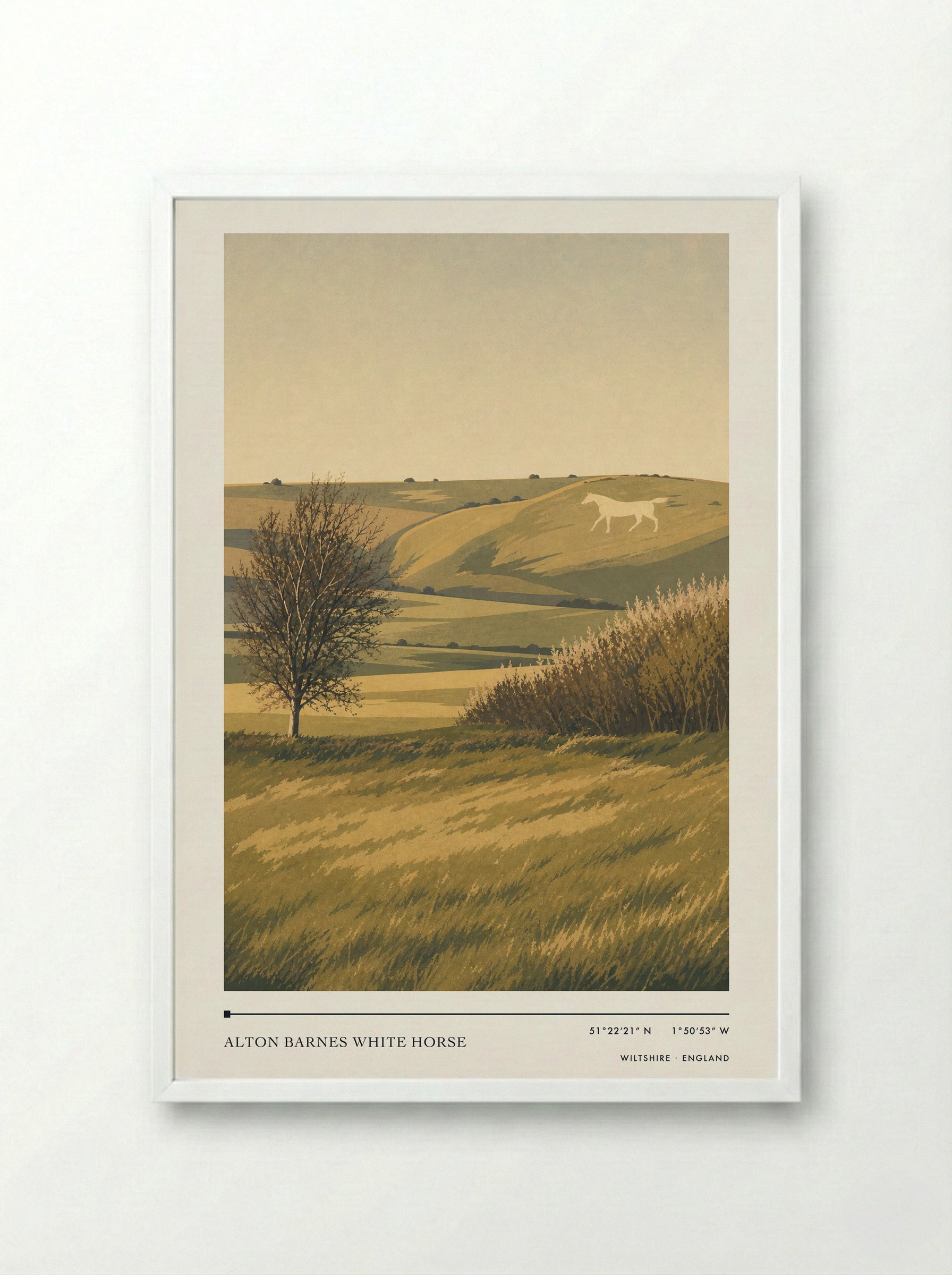 Alton Barnes White Horse Wiltshire England Travel Poster - Framed Print White