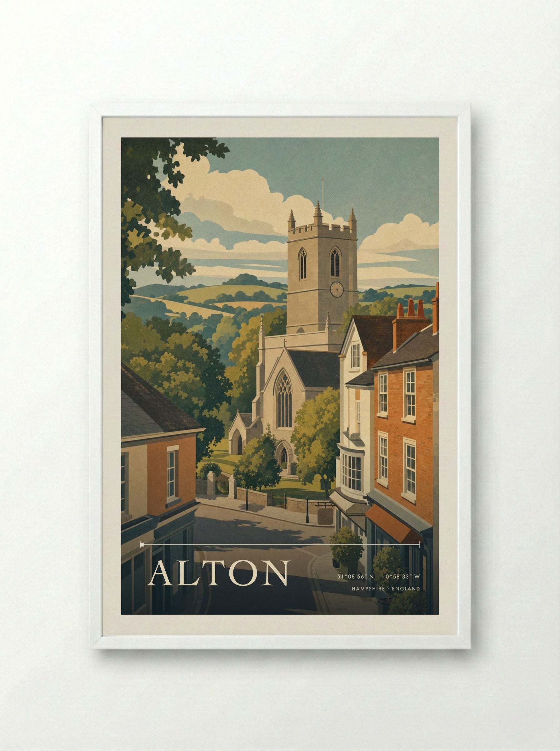 Alton Hampshire England Travel Poster - Framed Print White