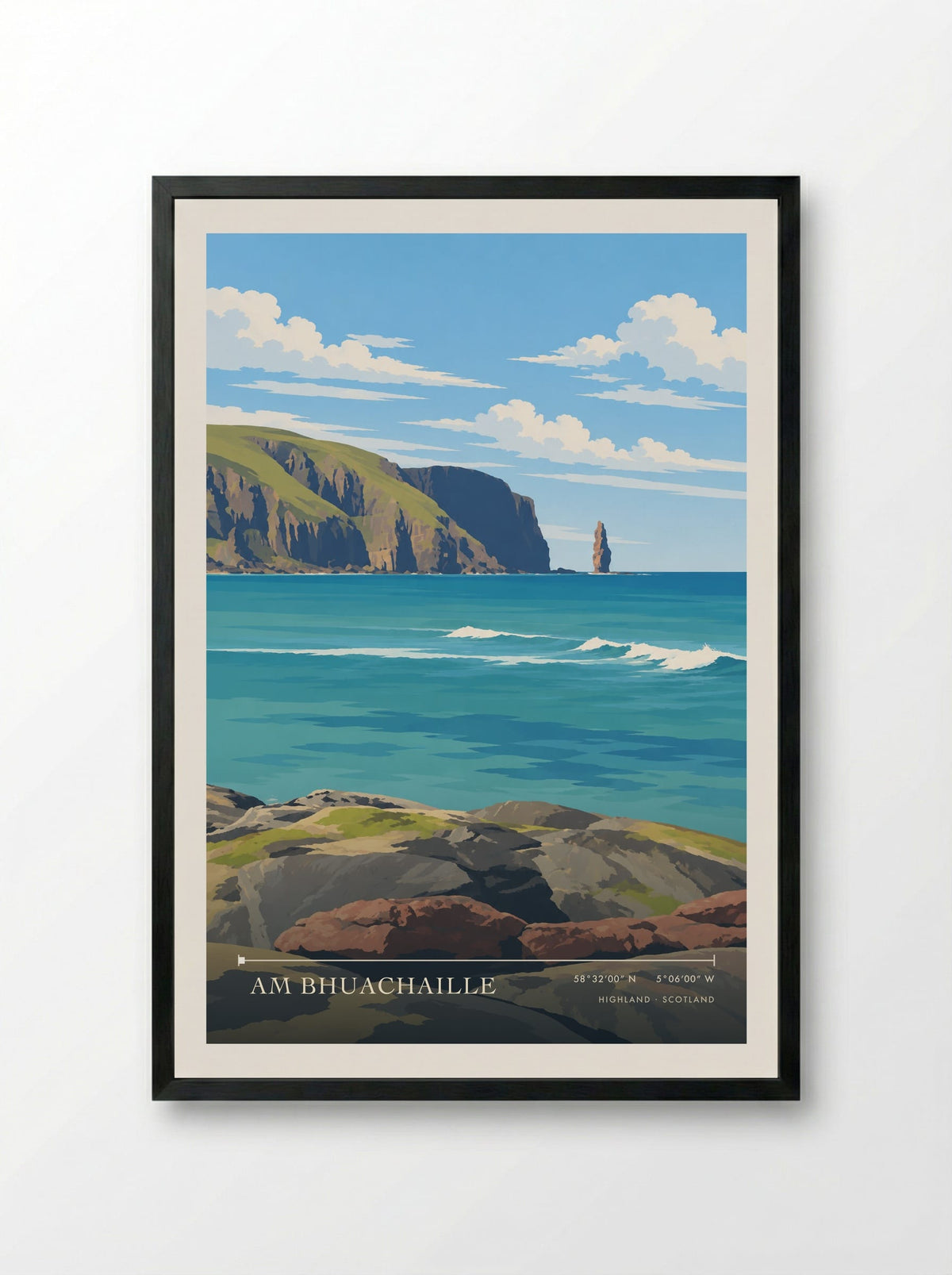 Am Bhuachaille, Highland | Travel Poster - Framed Print Black