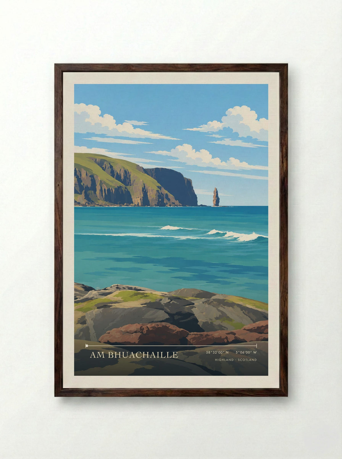 Am Bhuachaille, Highland | Travel Poster - Framed Print Dark Wood
