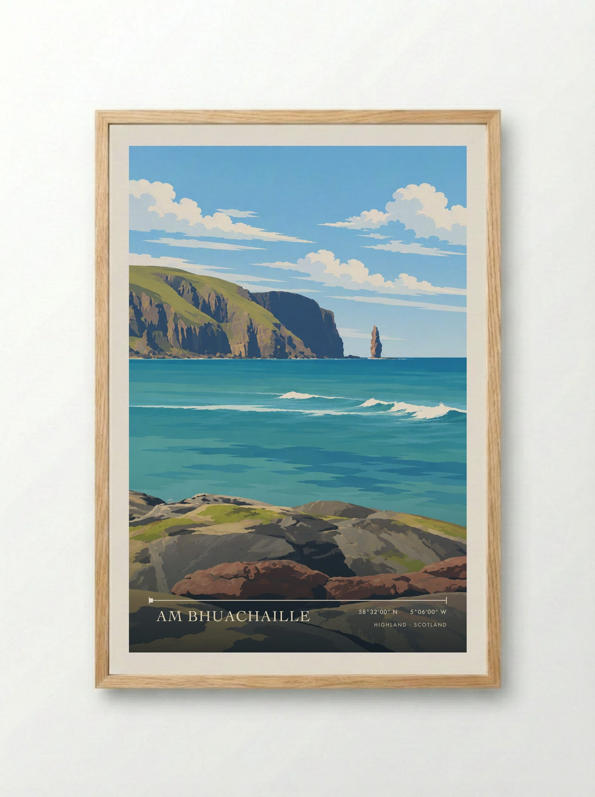 Am Bhuachaille, Highland | Travel Poster - Framed Print Wood