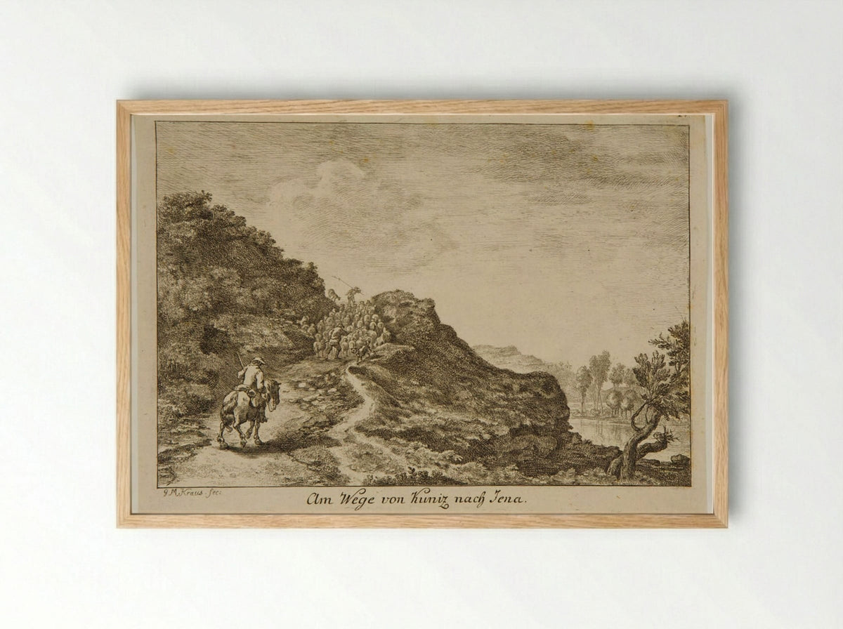 Am Wege von Kuniz nach Jena - Georg Melchior Kraus - Framed Print Wood