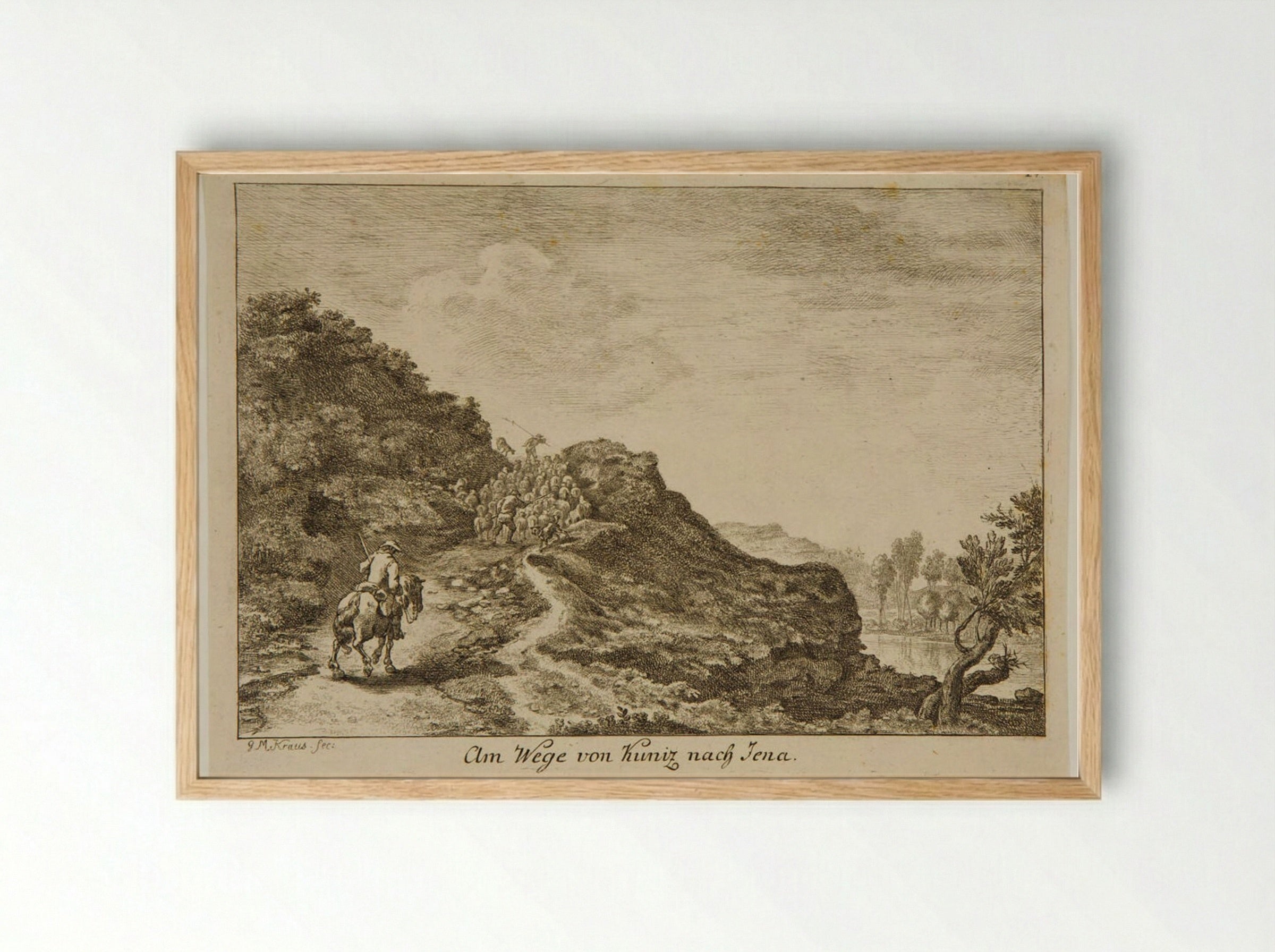 Am Wege von Kuniz nach Jena - Georg Melchior Kraus - Framed Print Wood
