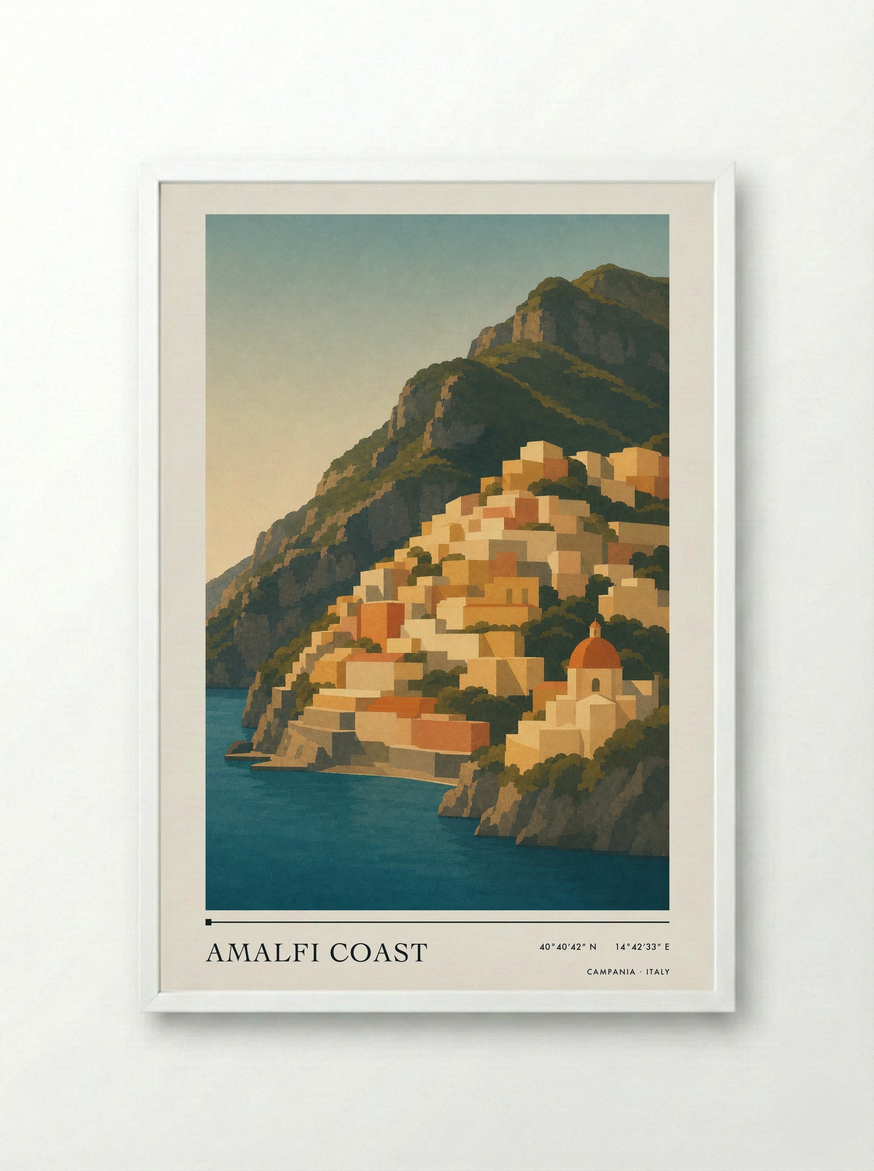Amalfi Coast Travel Poster Artwork - Framed Print White