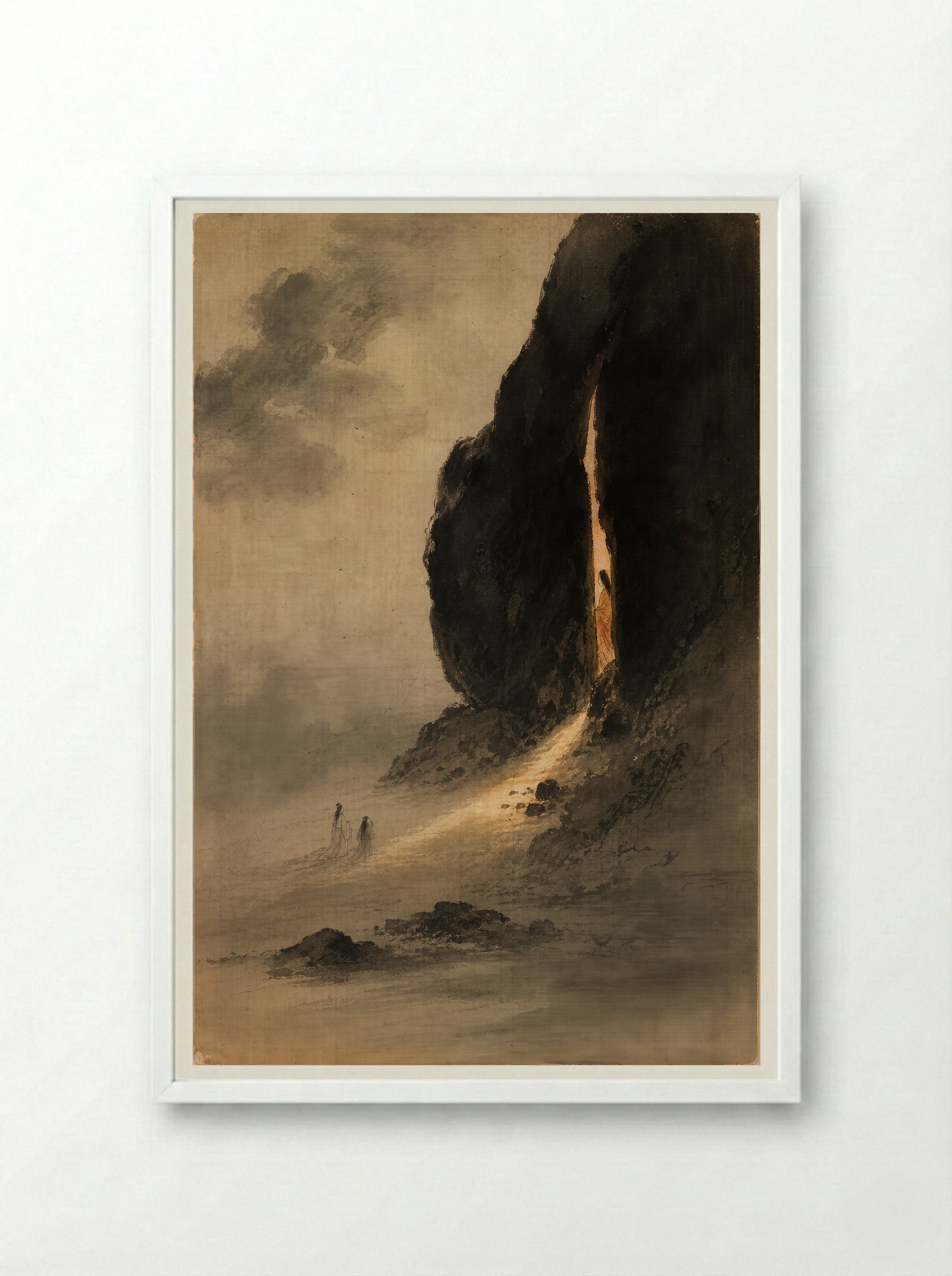 Amaterasu and the Rock-Cave: When the Sun Went Dark - Framed Print White