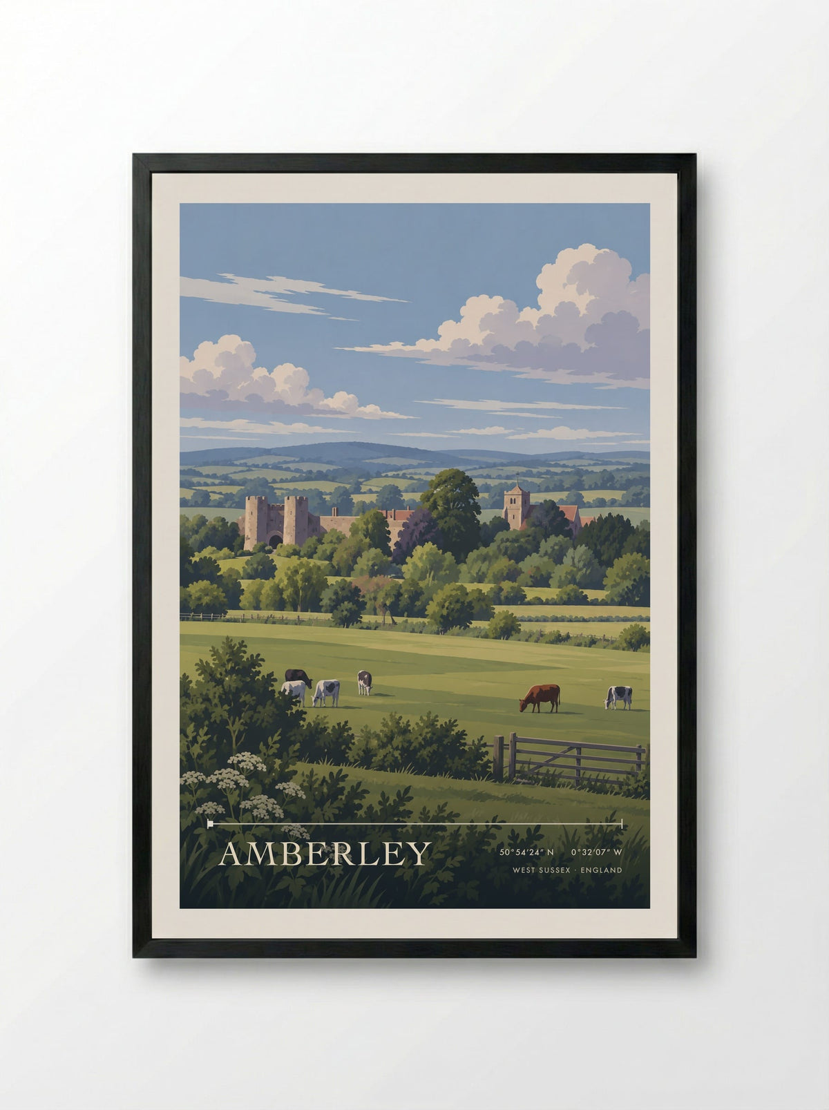 Amberley, West Sussex | Travel Poster - Framed Print Black