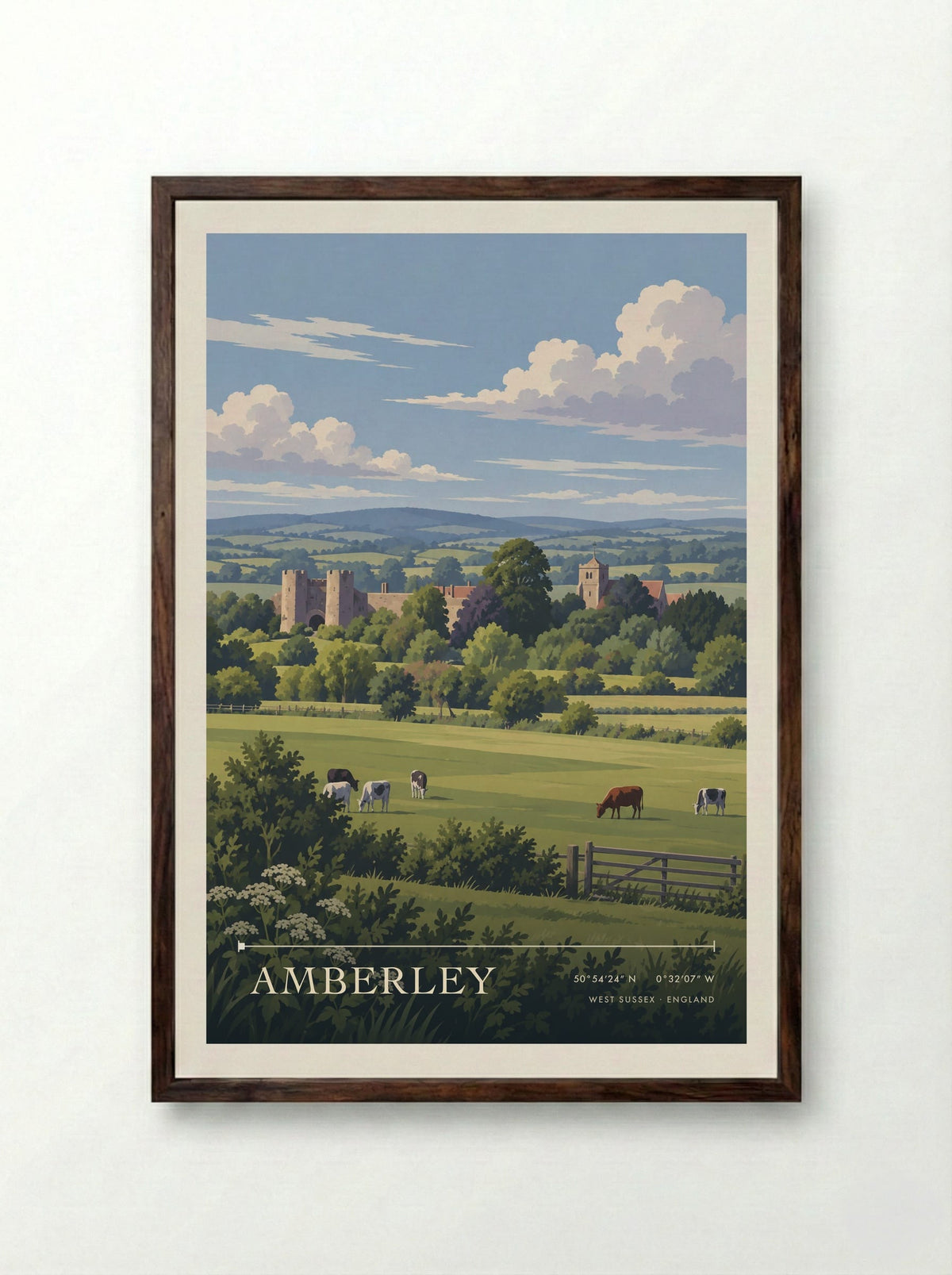 Amberley, West Sussex | Travel Poster - Framed Print Dark Wood