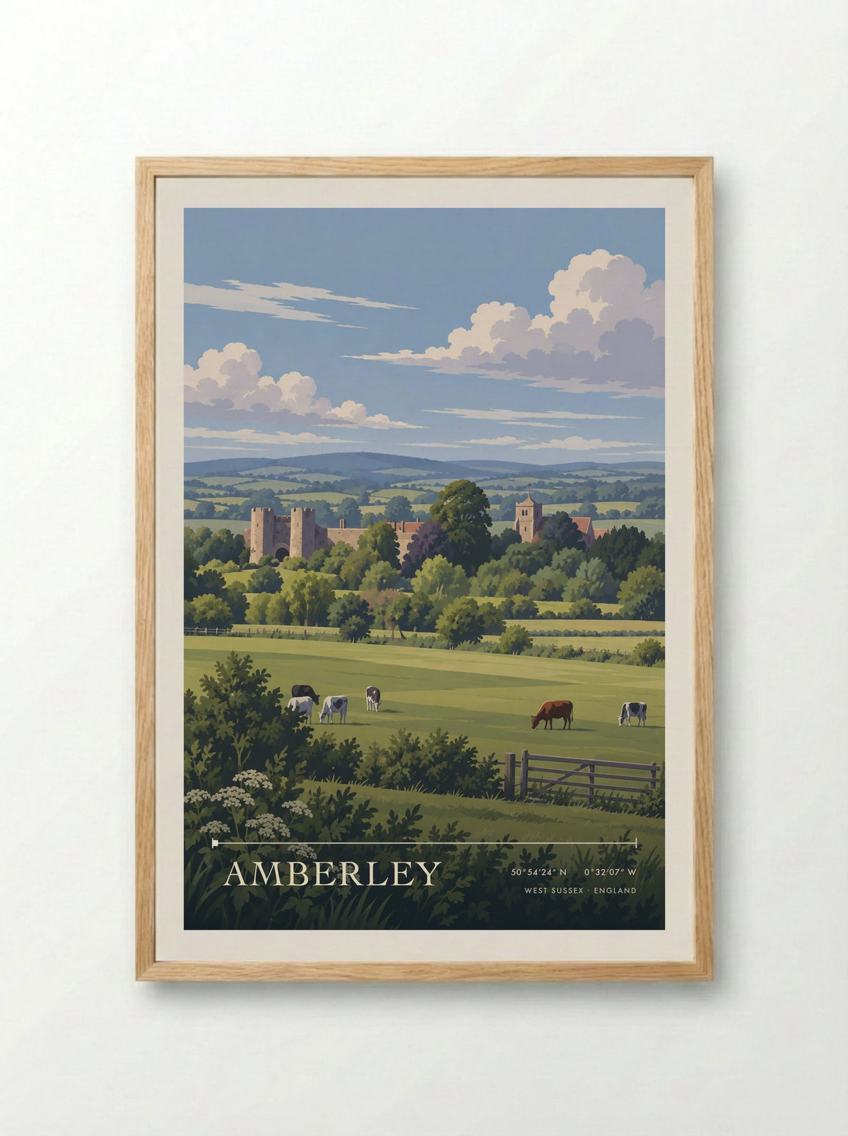 Amberley, West Sussex | Travel Poster - Framed Print Wood