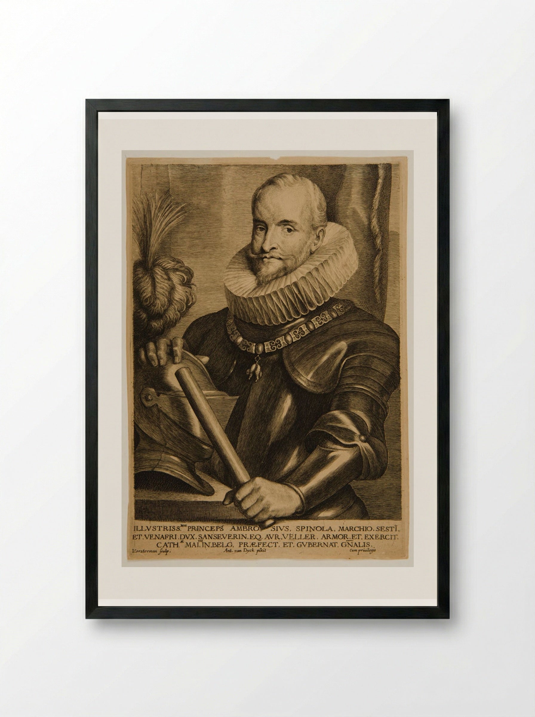 Ambrogio, Marquis de Spinola - Lucas Vorsterman I - Framed Print Black
