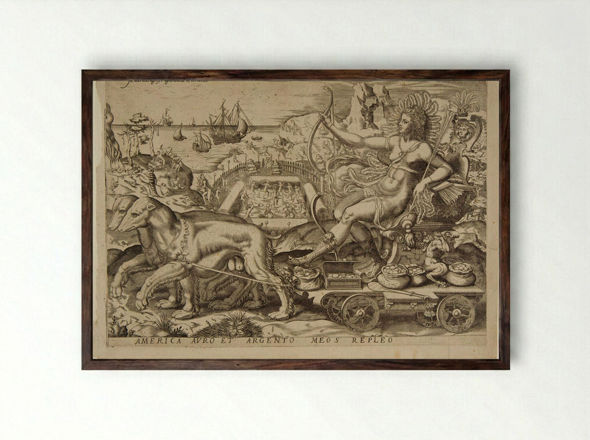 America, Your Gold and Silver Fill My People - Pieter Nagel - Framed Print Dark Wood