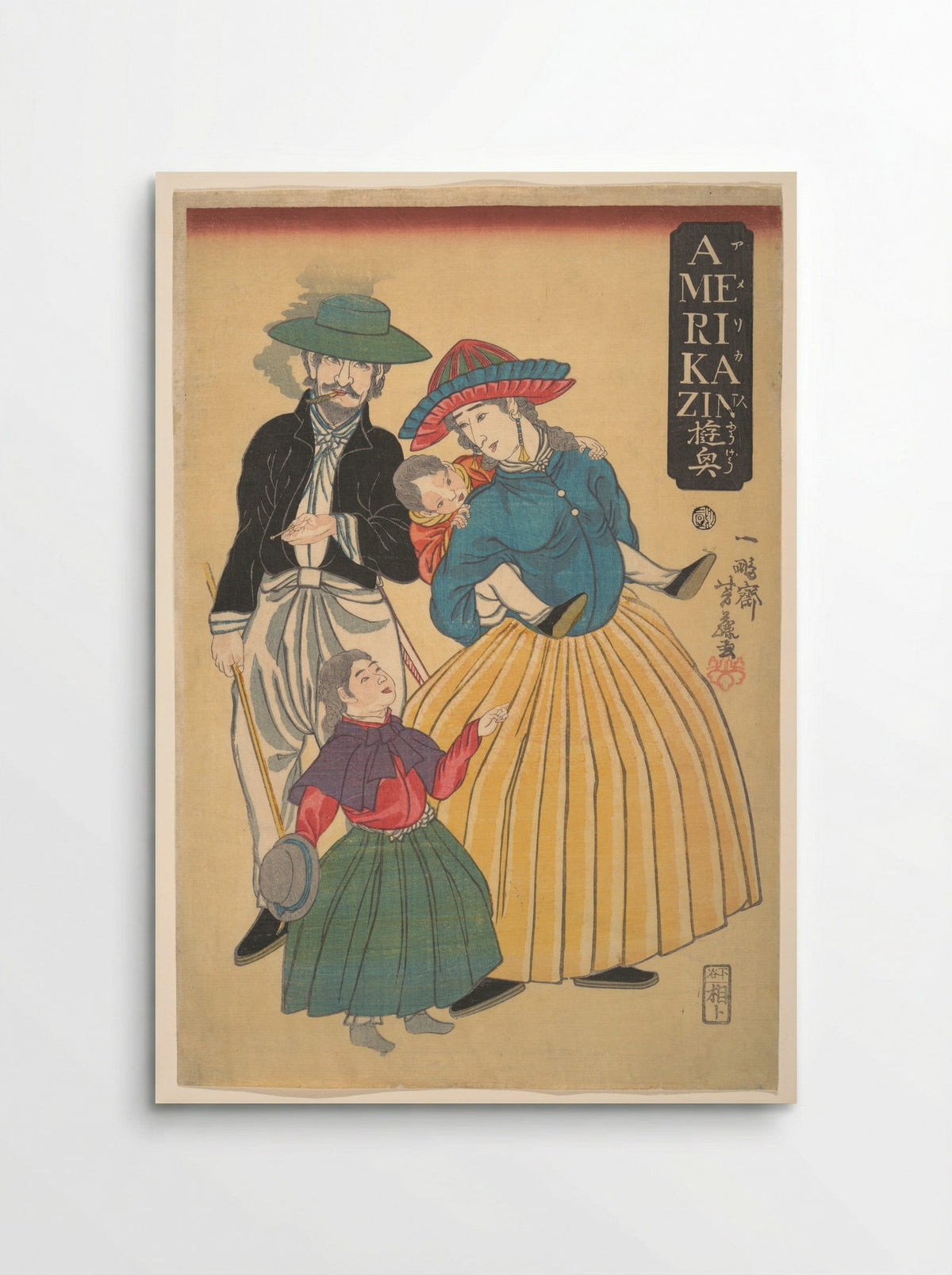 Americans on an Outing (Amerikajin yūgyō) - Ippōsai Yoshifuji - Poster