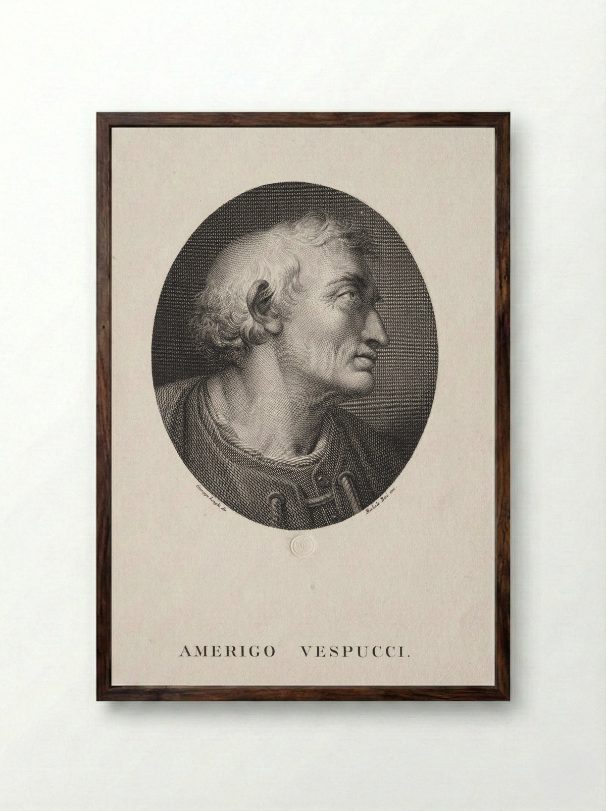 Amerigo Vespucci - Michele Bisi - Framed Print Dark Wood