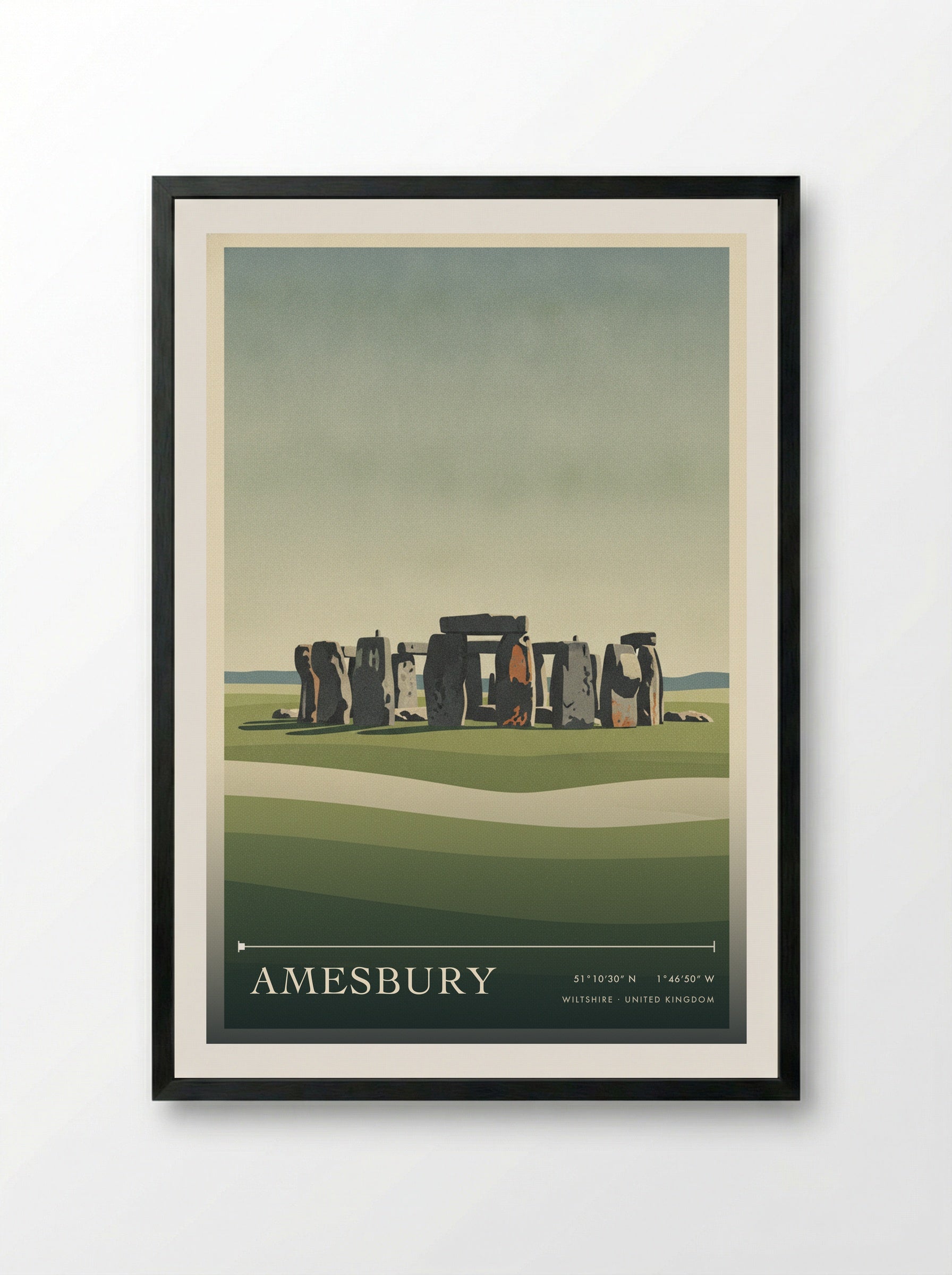 Amesbury Wiltshire United Kingdom Travel Poster - Framed Print Black
