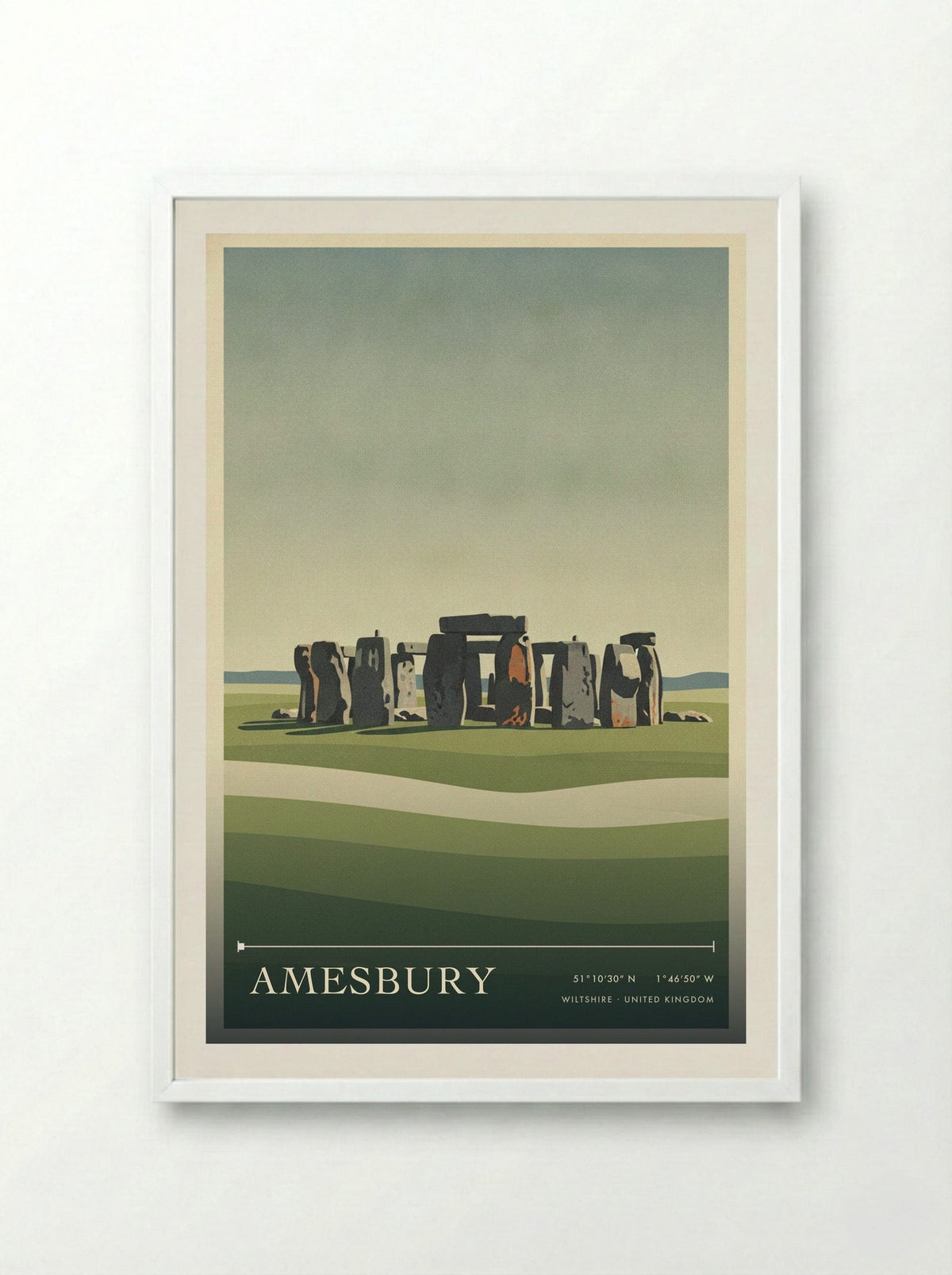 Amesbury Wiltshire United Kingdom Travel Poster - Framed Print White