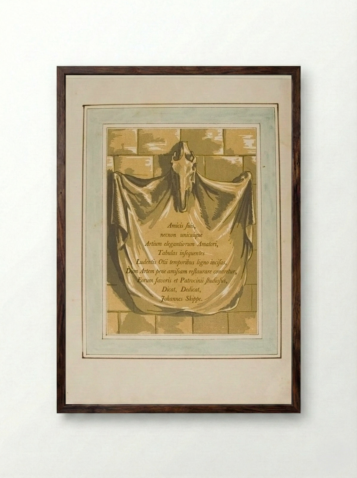 Amicis Suis, Dedication page - John Skippe - Framed Print Dark Wood