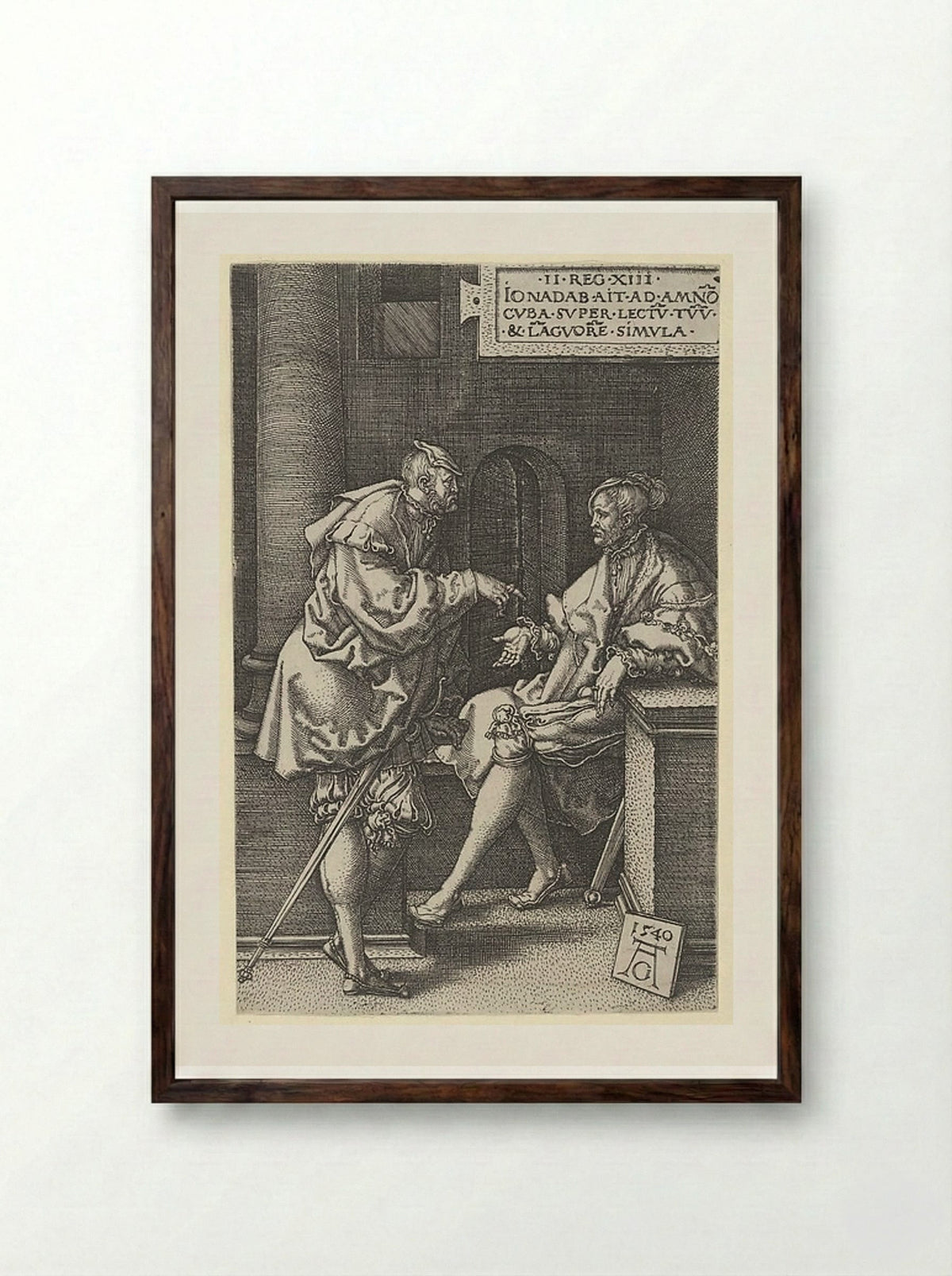 Amnon and Jonadab - Heinrich Aldegrever - Framed Print Dark Wood