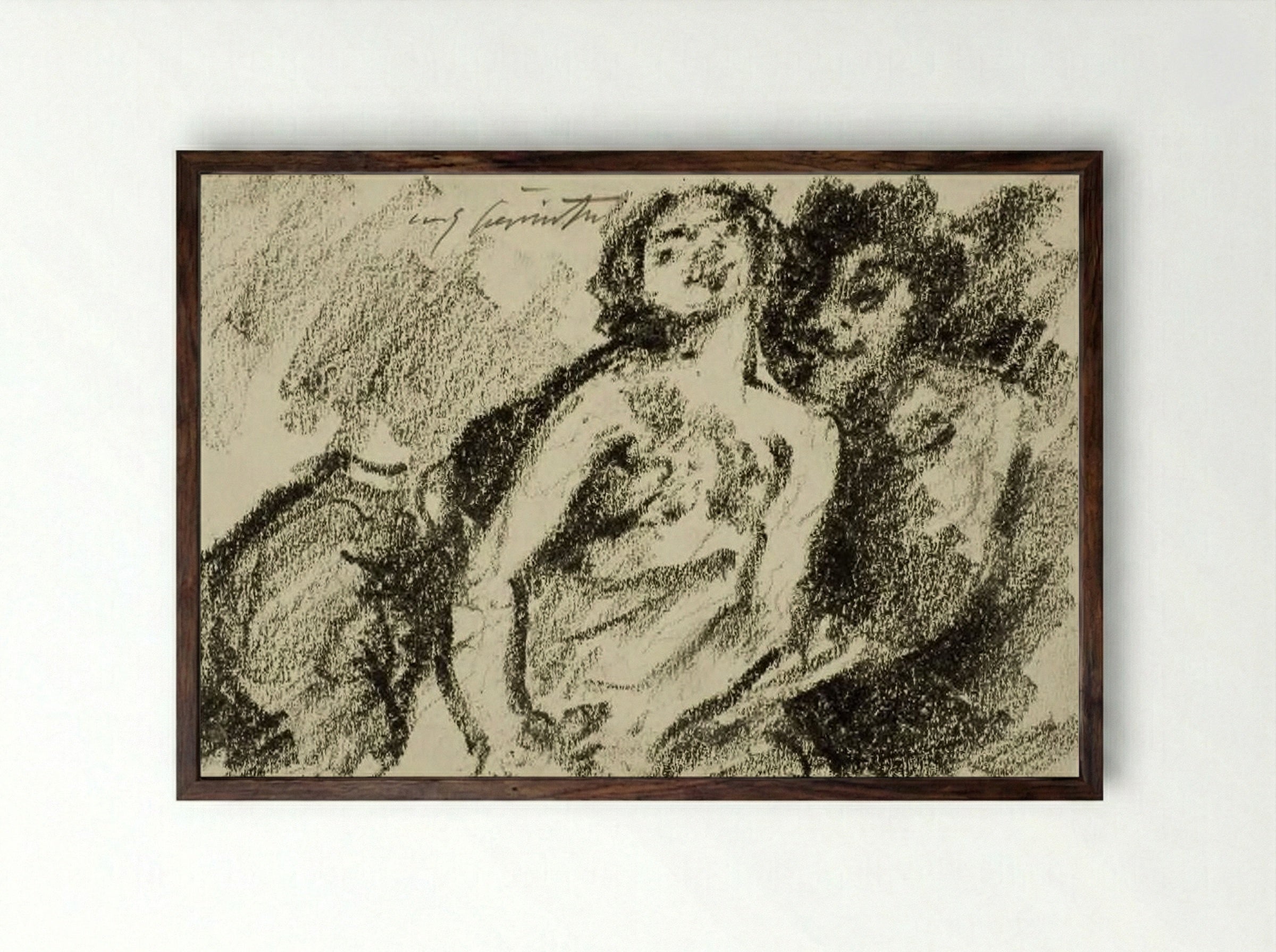 Amnon and Tamar, his sister (II Samuel 13:1-15) - Lovis Corinth - Framed Print Dark Wood