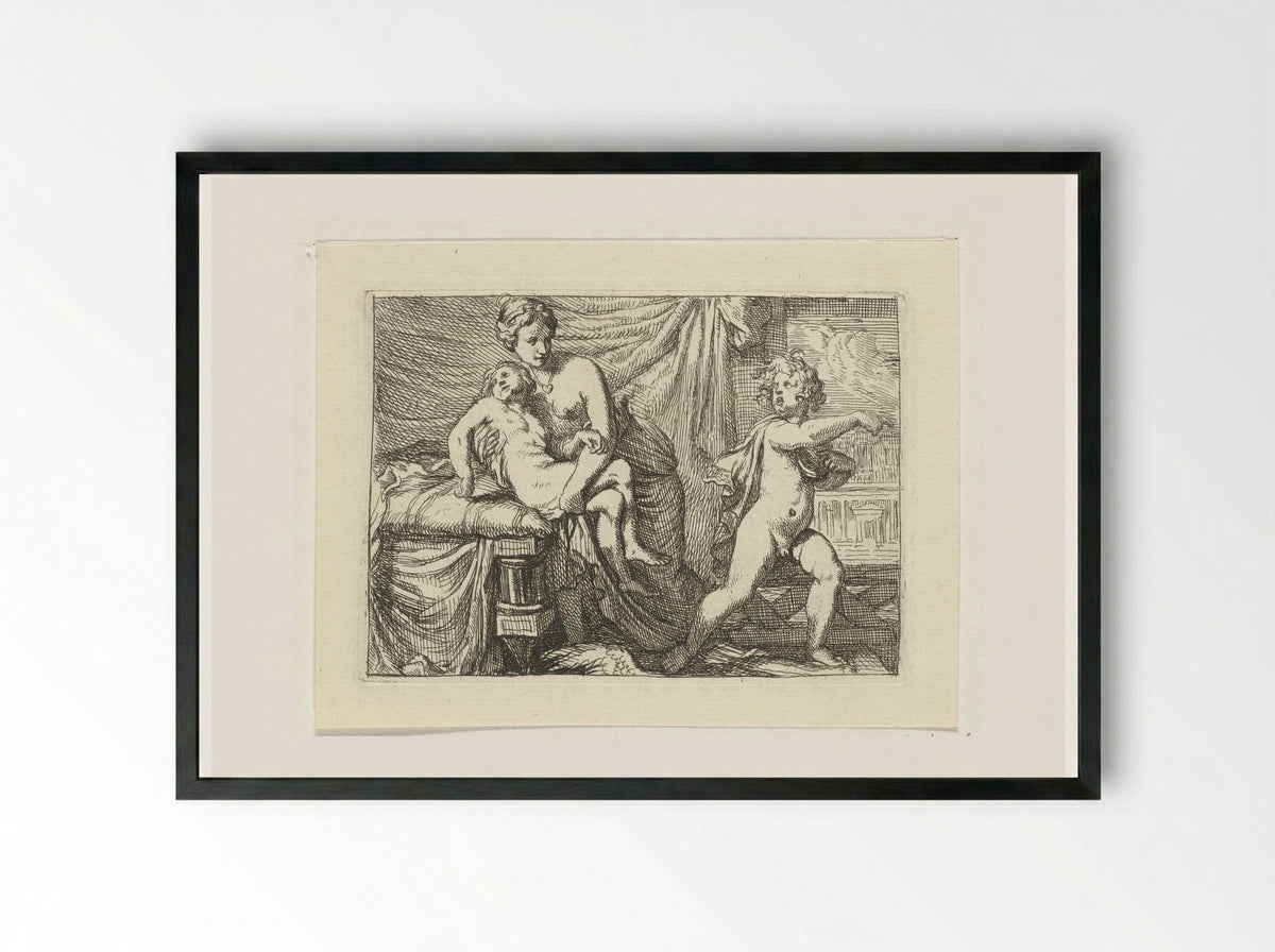 Amor Disguised as Ascanius - Gerard de Lairesse - Framed Print Black