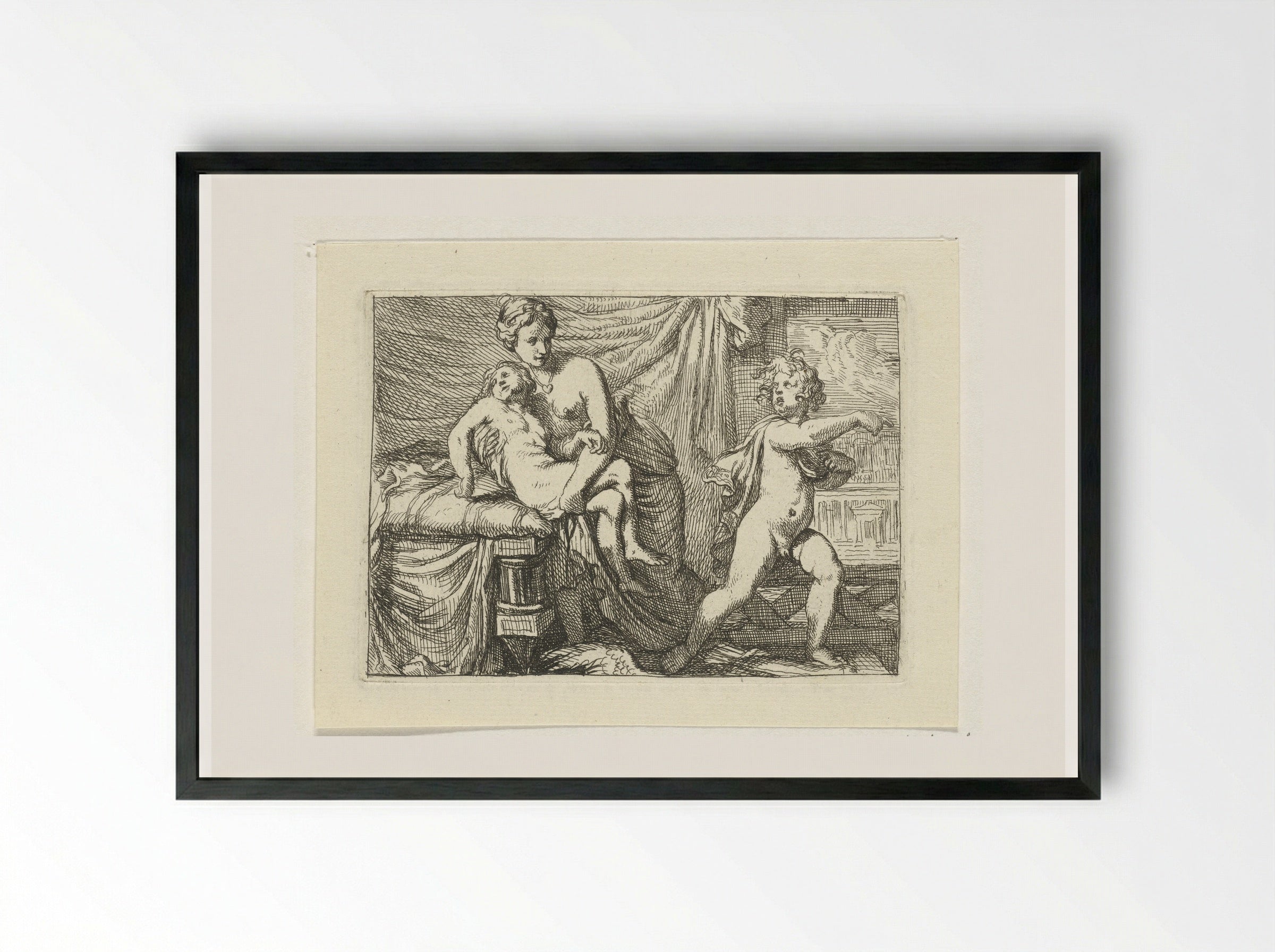 Amor Disguised as Ascanius - Gerard de Lairesse - Framed Print Black