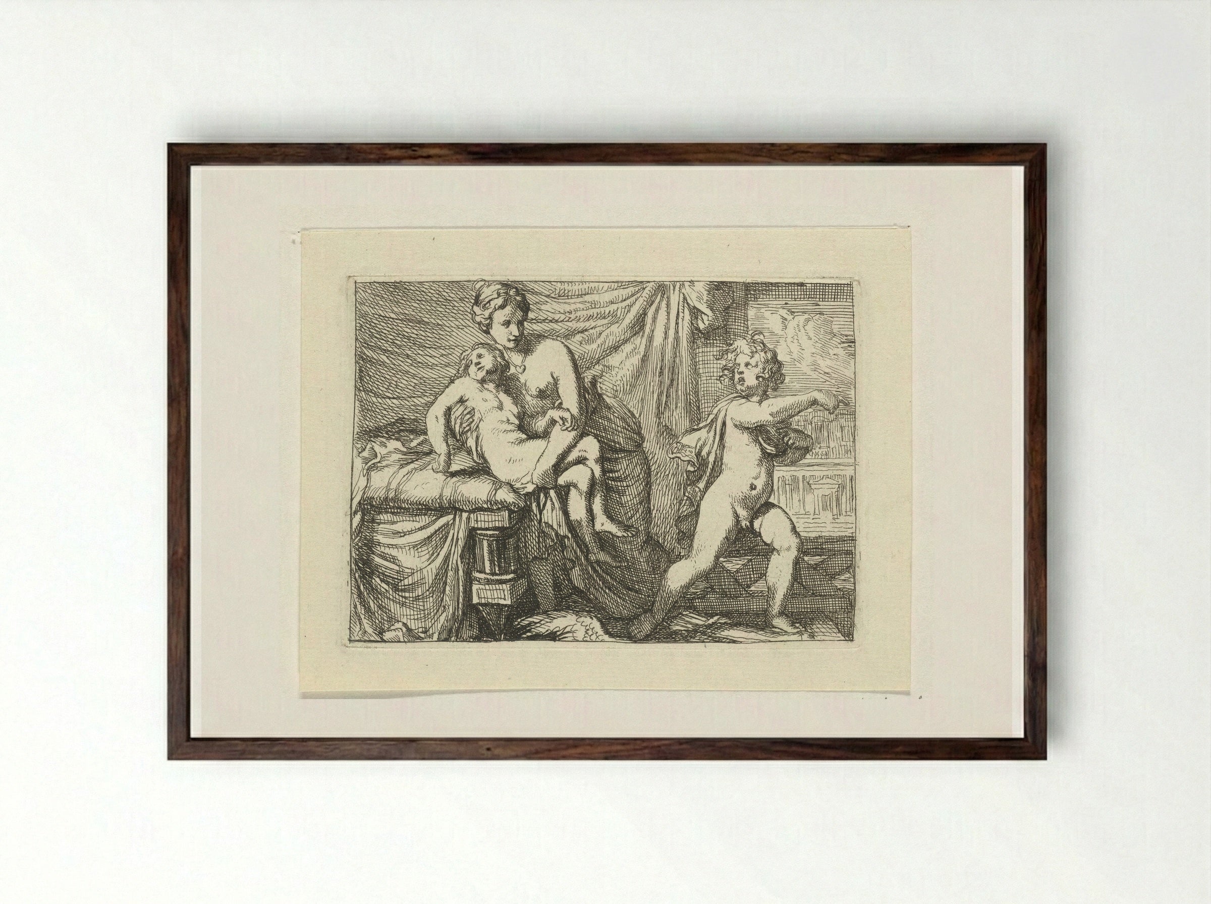 Amor Disguised as Ascanius - Gerard de Lairesse - Framed Print Dark Wood