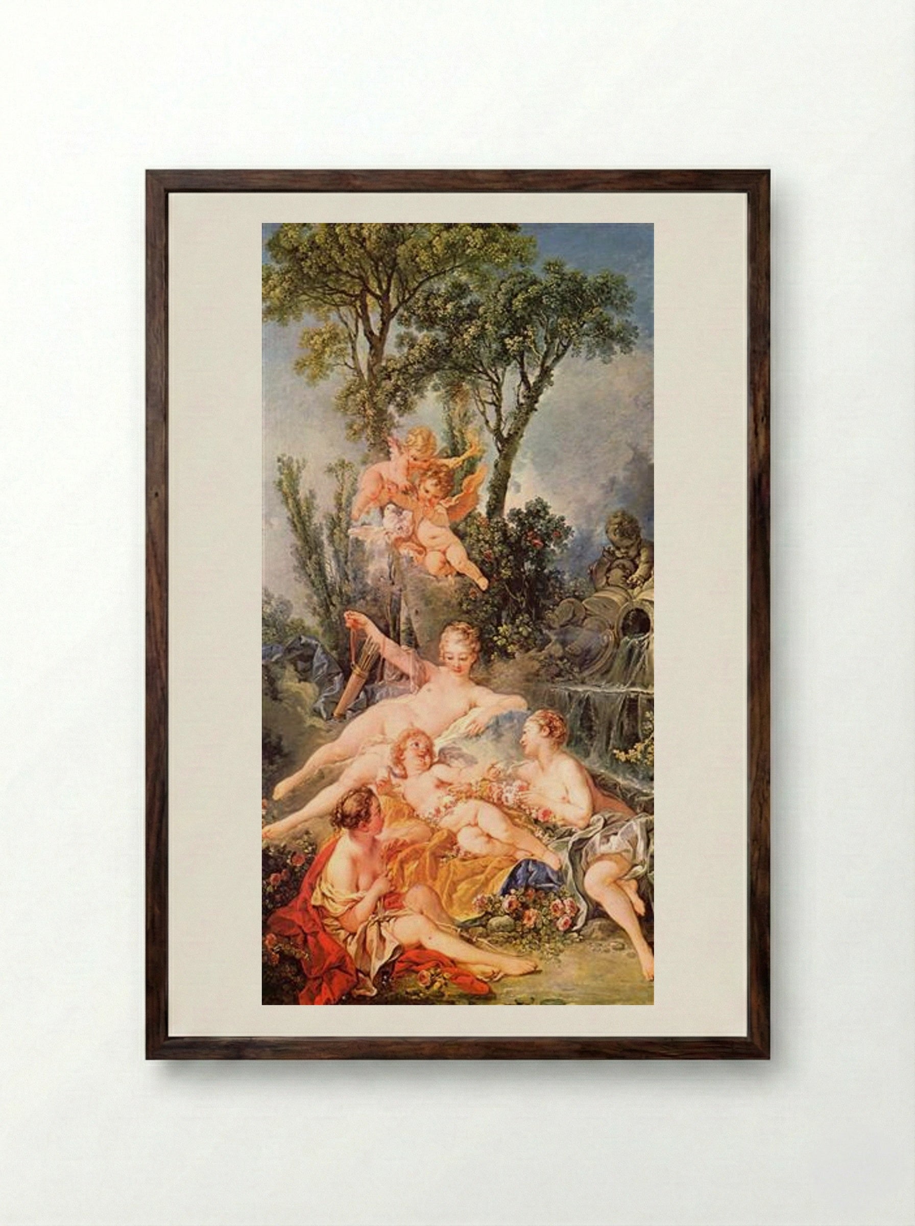 Amor a Prisoner - François Boucher - Framed Print Dark Wood
