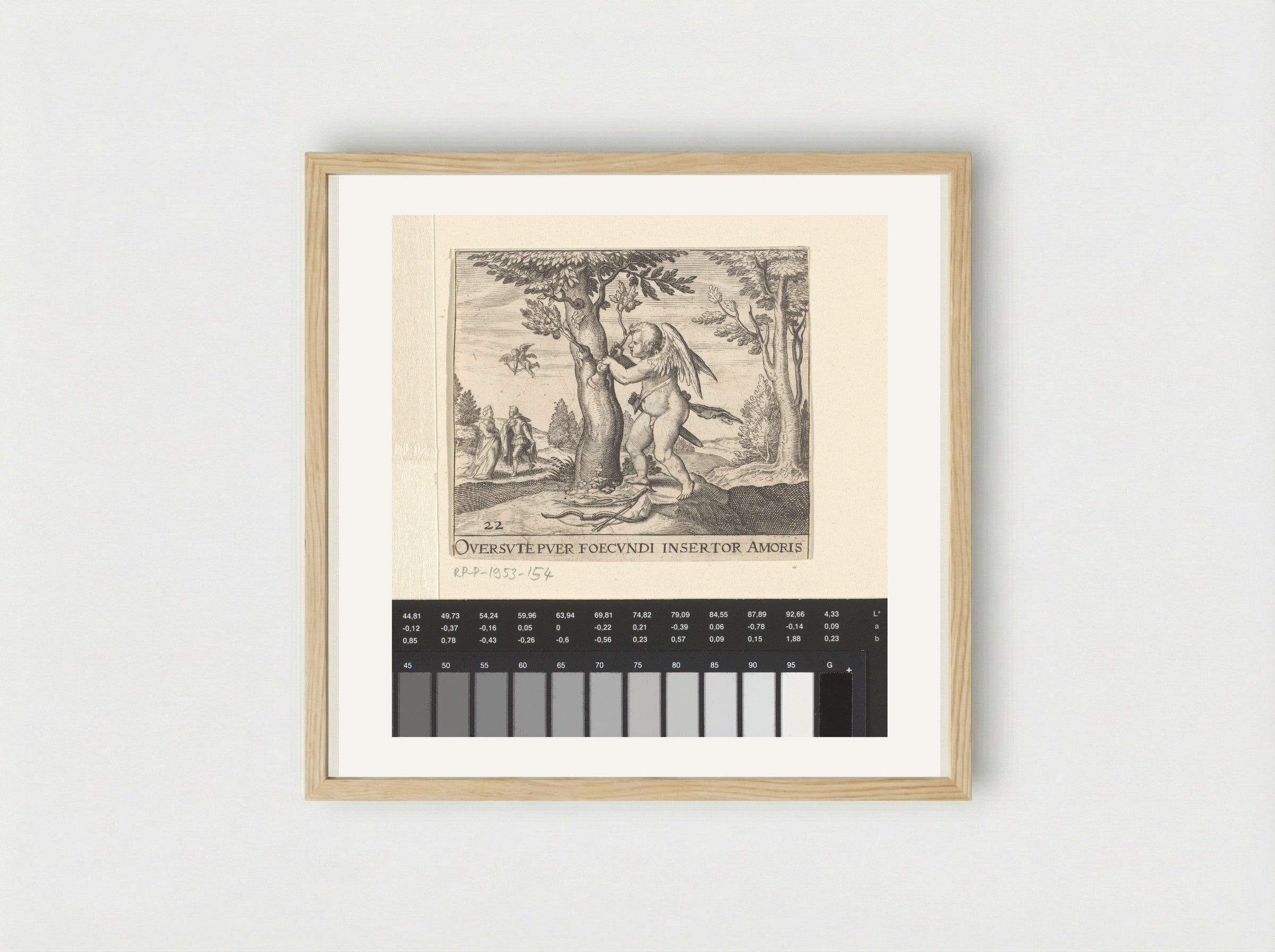 Amor bij een boom - Johann Theodor de Bry - Framed Print Wood