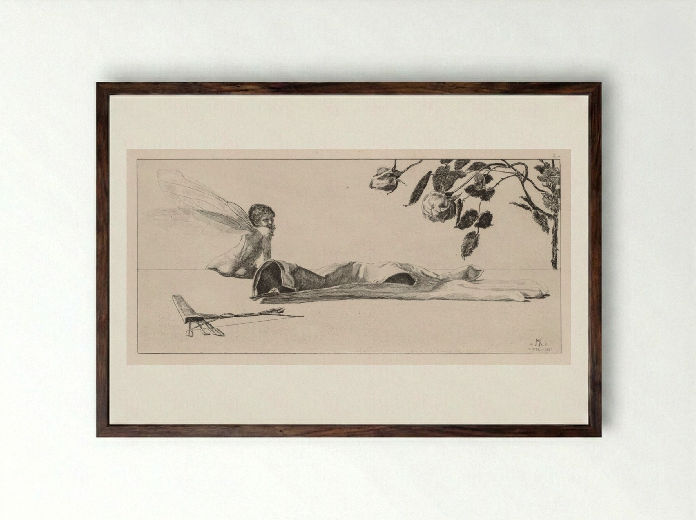Amor (from the series A Glove) - Max Klinger - Framed Print Dark Wood