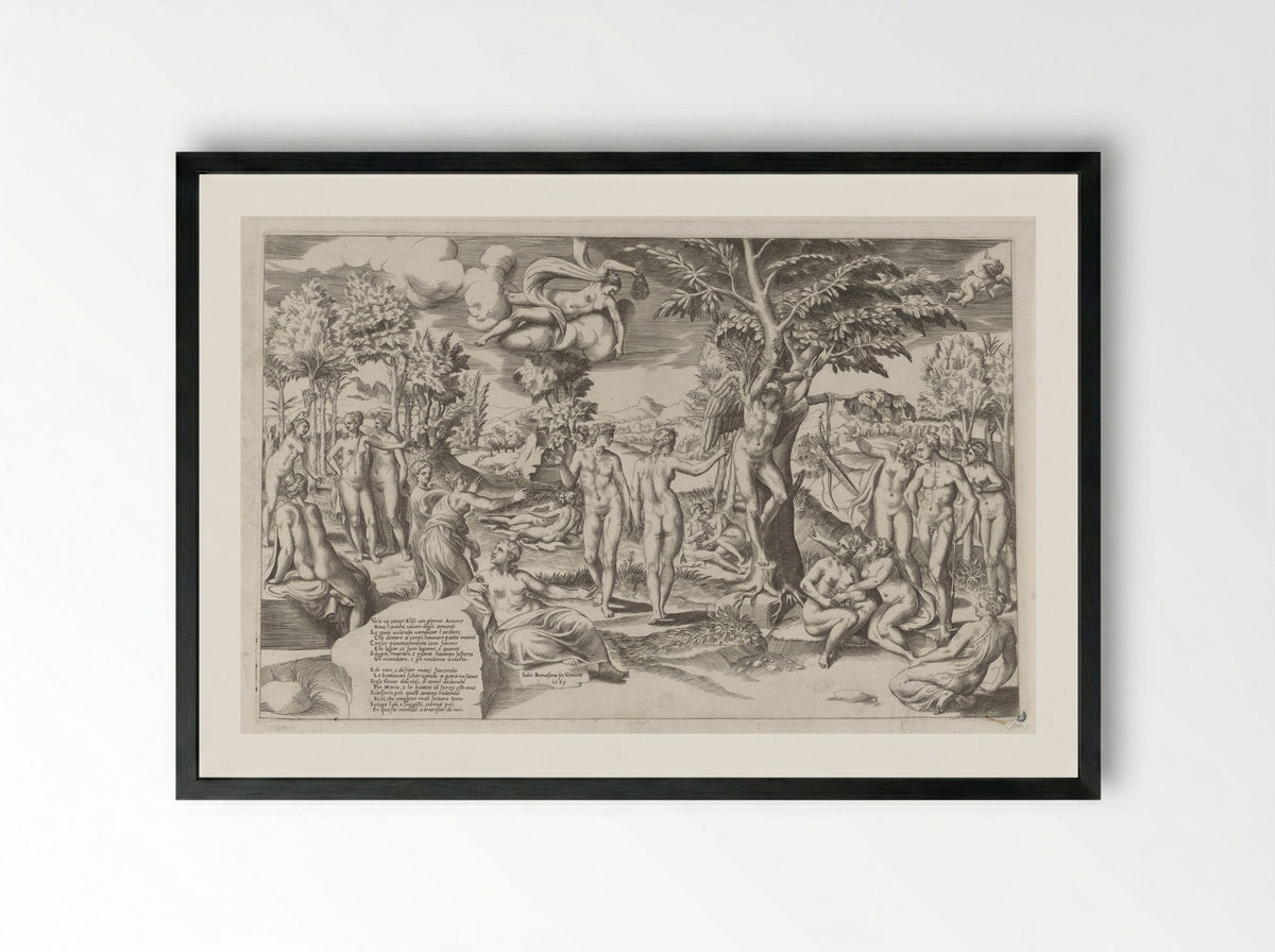Amor in the Elysian Fields - Giulio Bonasone - Framed Print Black