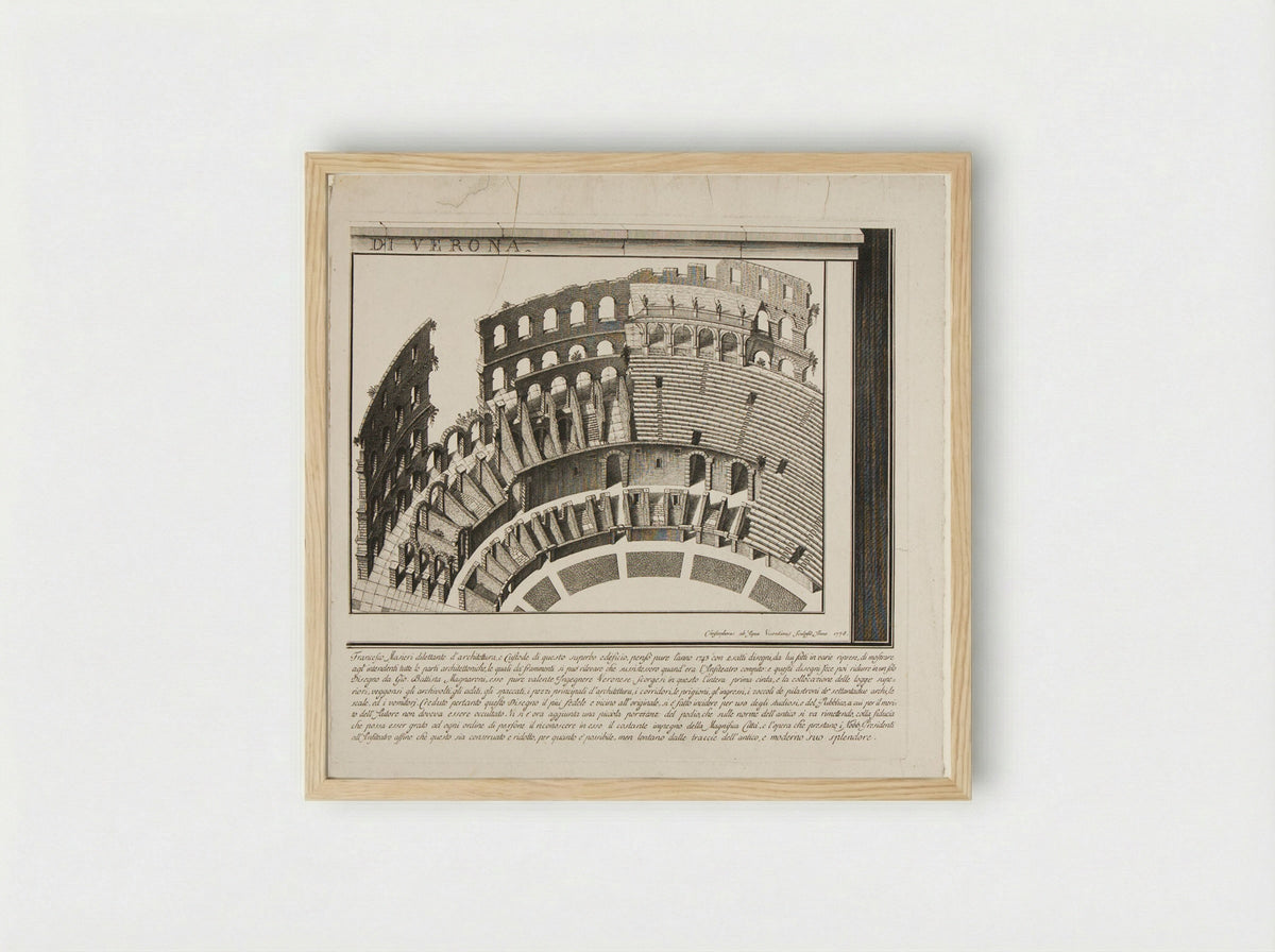 Amphitheater of Verona (Panel 3) - Cristoforo dall'Acqua - Framed Print Wood