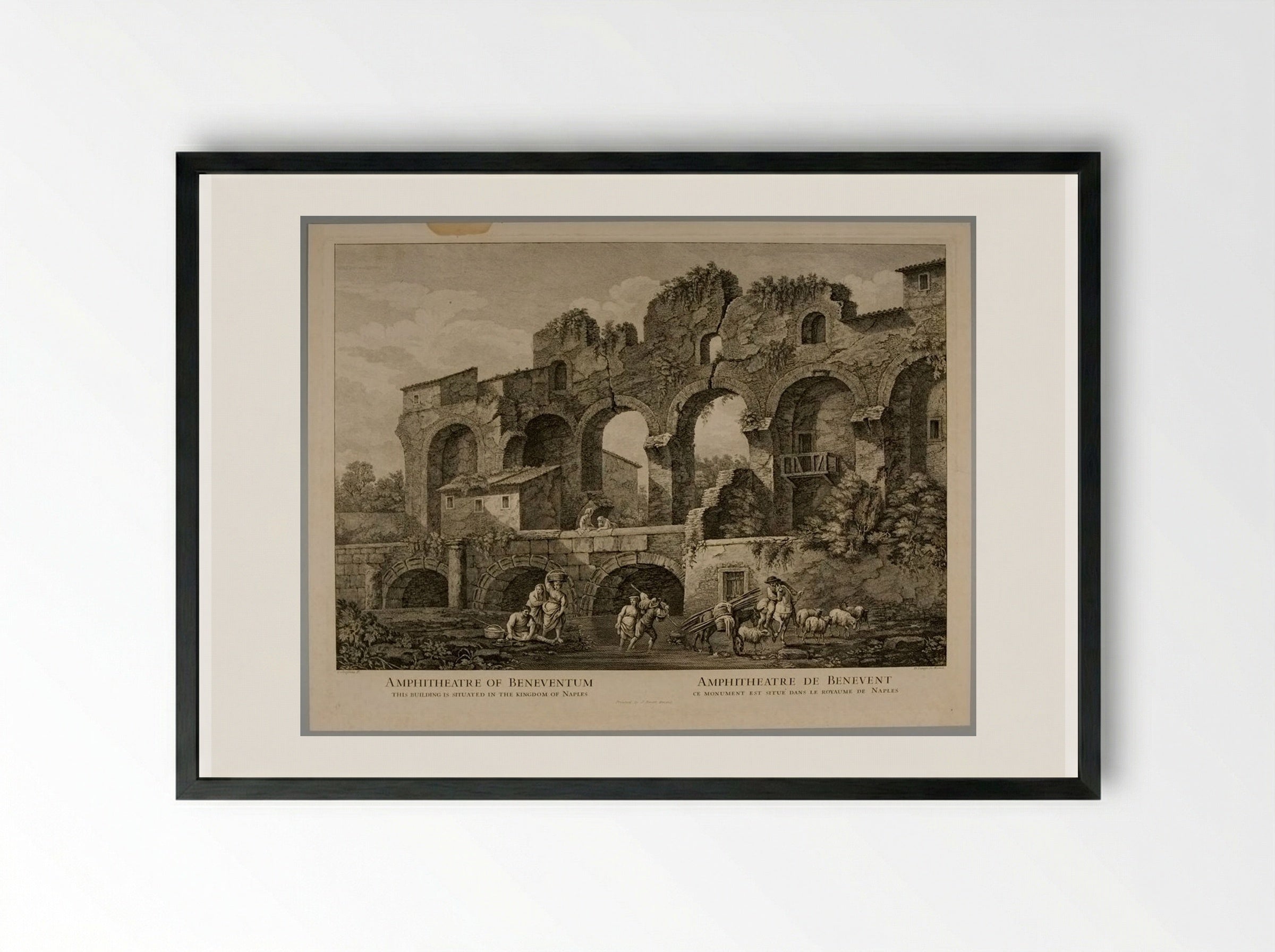 Amphitheatre of Beneventum - Domenico Cunego - Framed Print Black