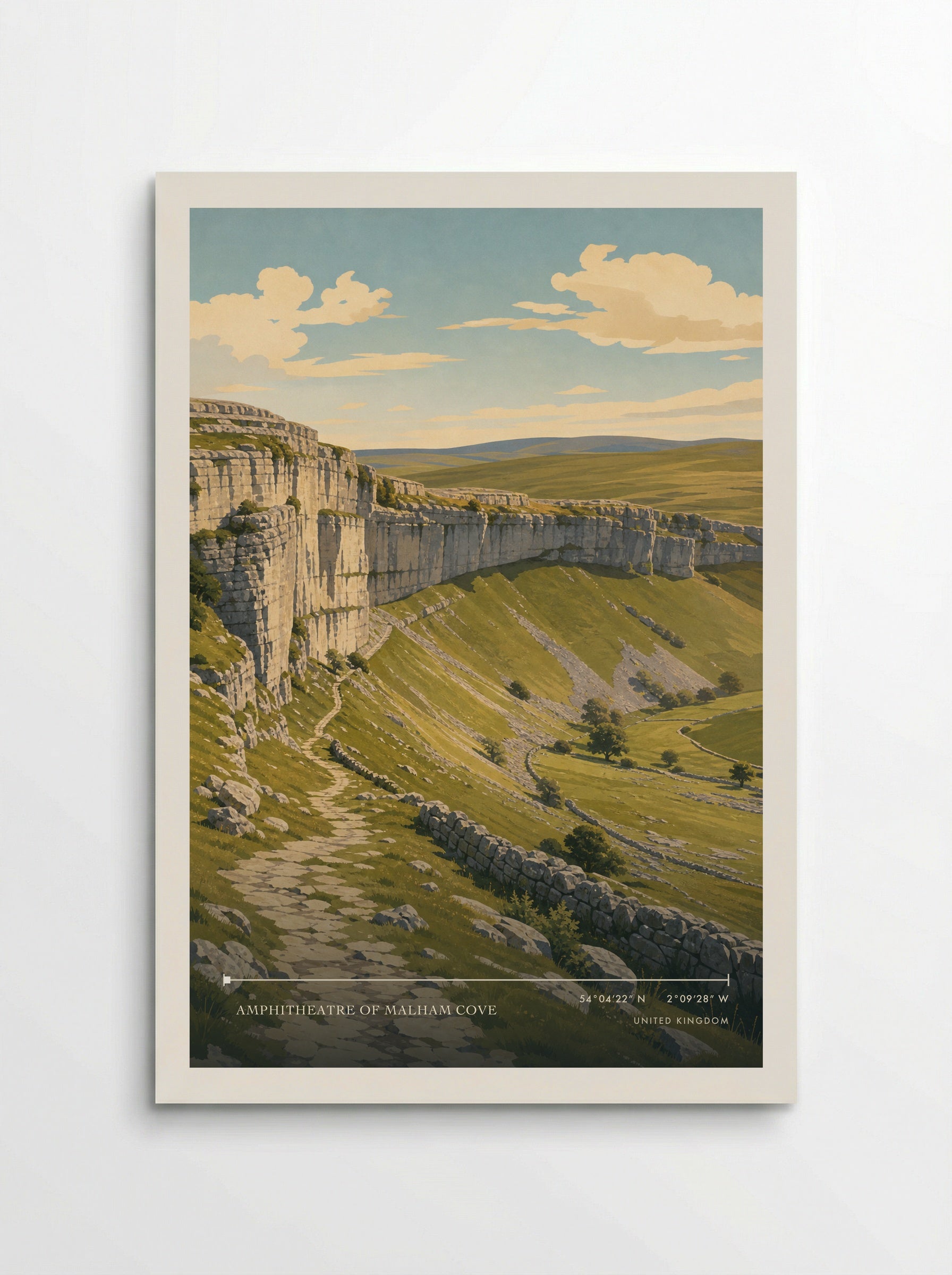 Amphitheatre of Malham Cove United Kingdom Travel Poster - Poster