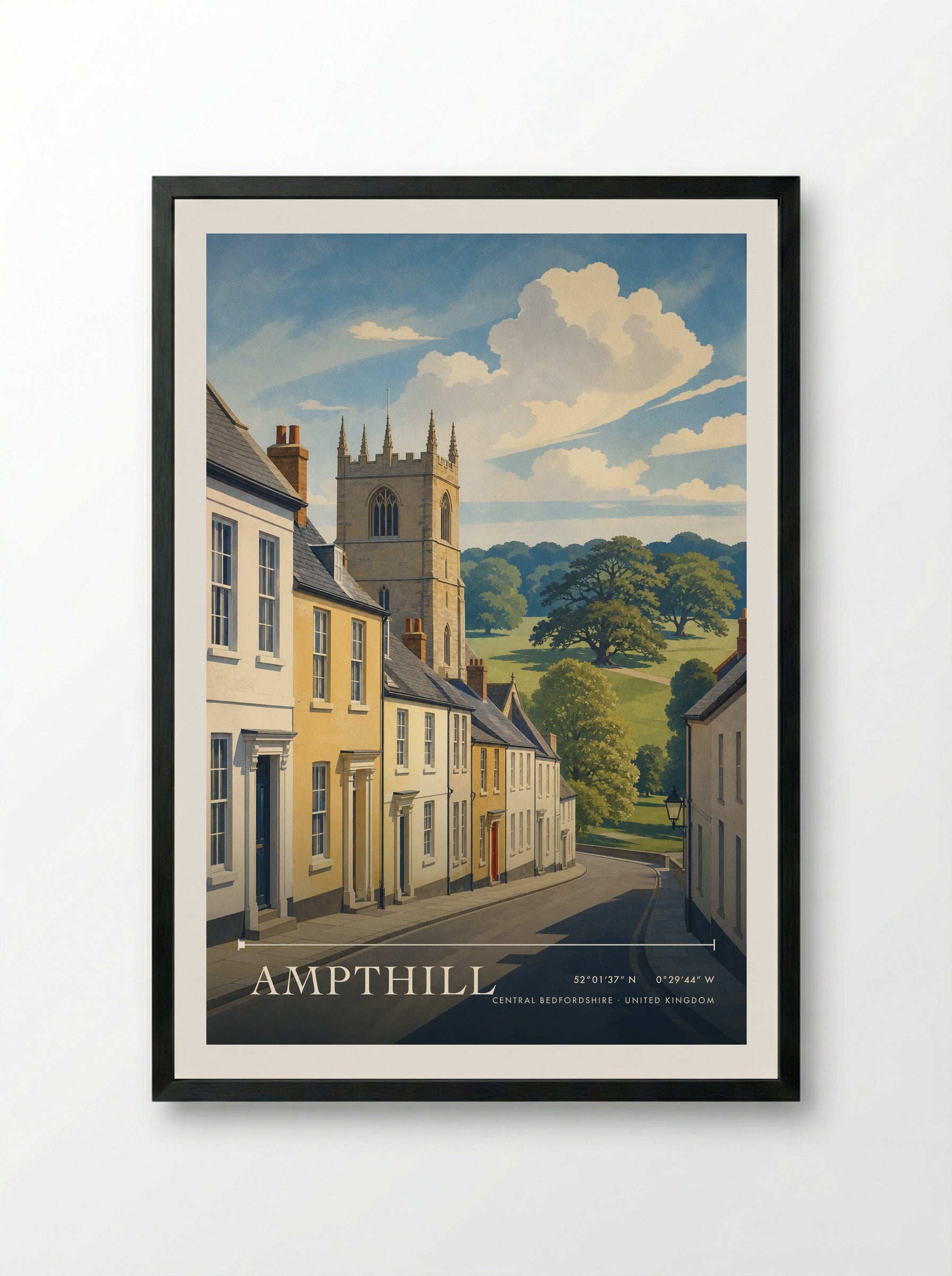 Ampthill Central Bedfordshire United Kingdom Travel Poster - Framed Print Black