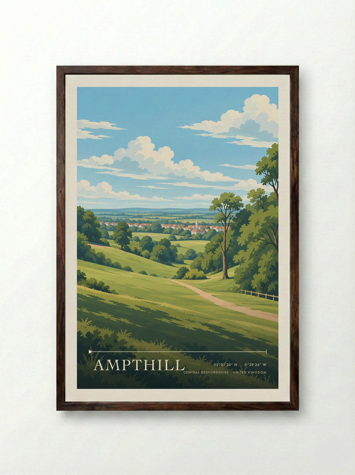 Ampthill, Central Bedfordshire | Travel Poster - Framed Print Dark Wood